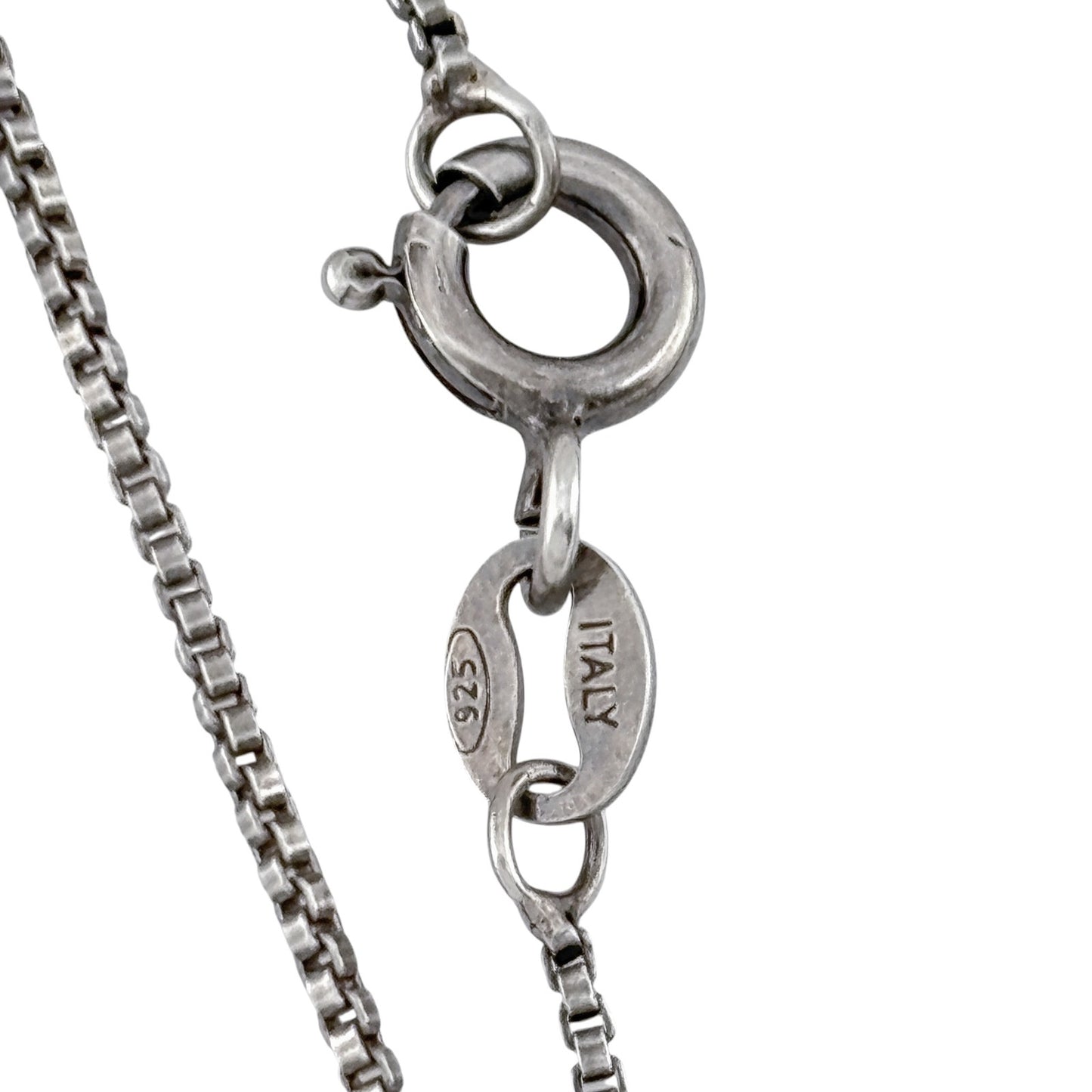 Vintage Italian Sterling Silver 925 Box Chain Necklace 18"