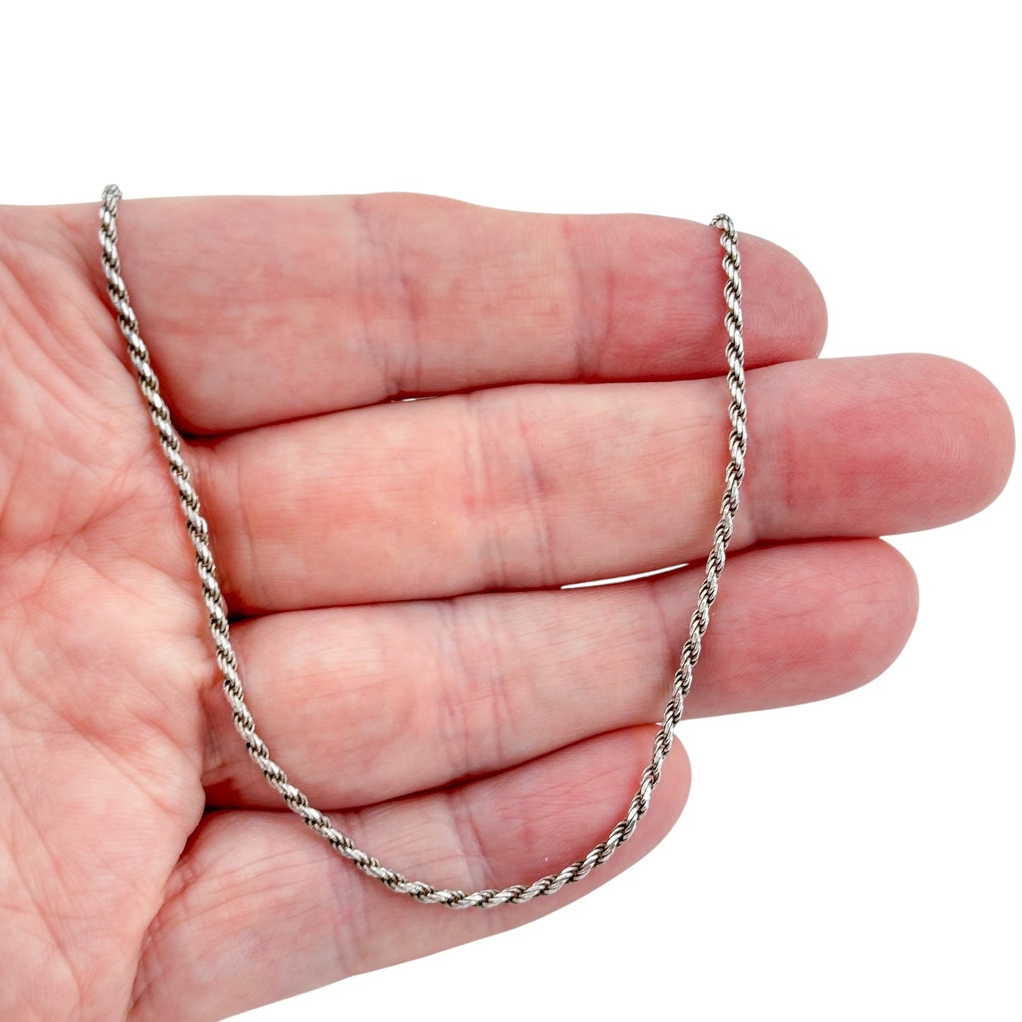 Vintage Italian Sterling Silver 925 Rope Link Chain Necklace 24"