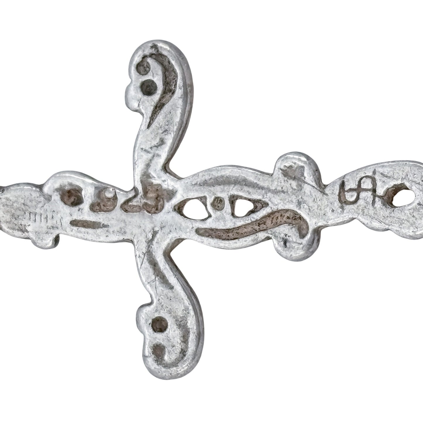 Vintage Sterling Silver 925 Ornate Scroll Cross Pendant