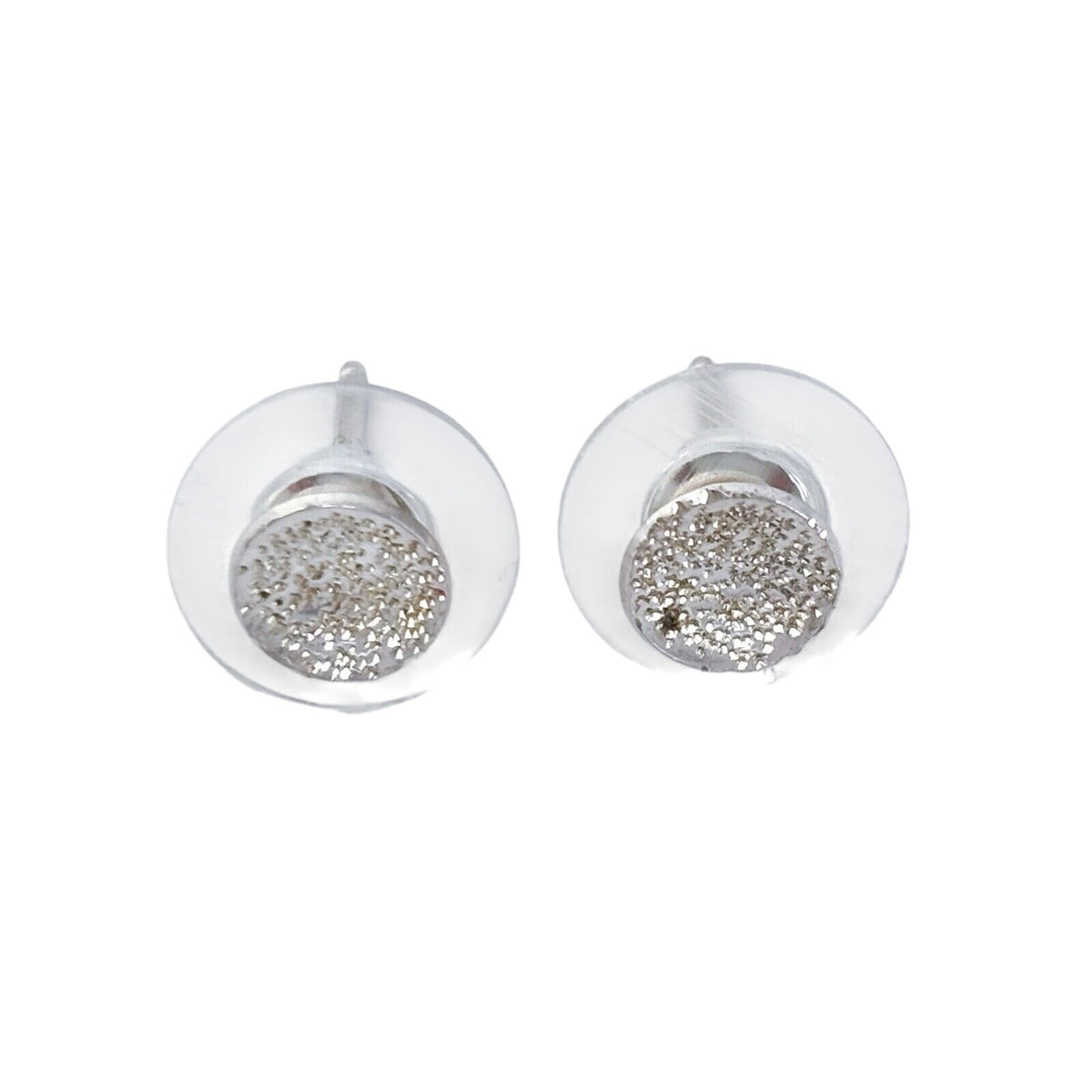 Vintage Sterling Silver 925 Textured Concave Round Stud Earrings