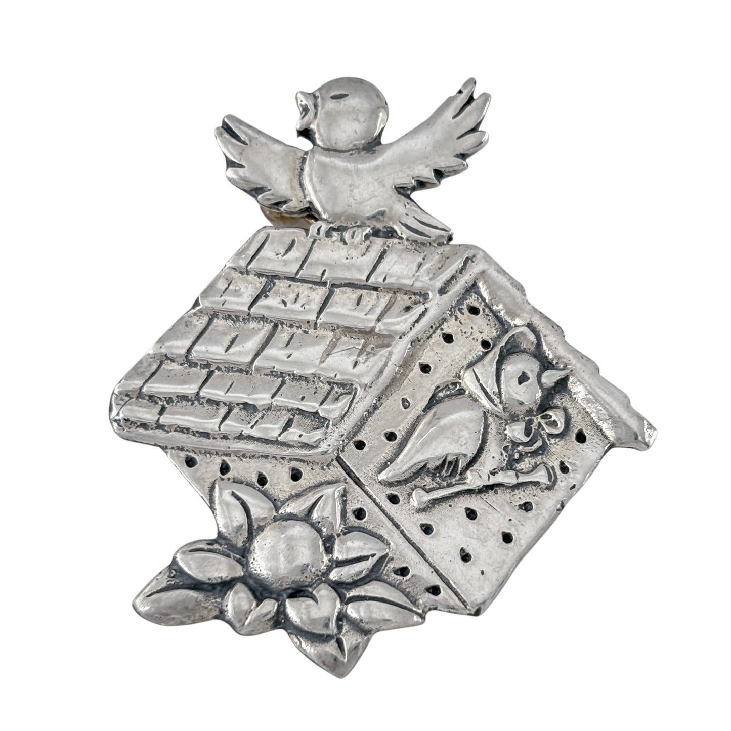Vintage Sterling Silver 925 Mary Engelbreit Birdhouse Brooch