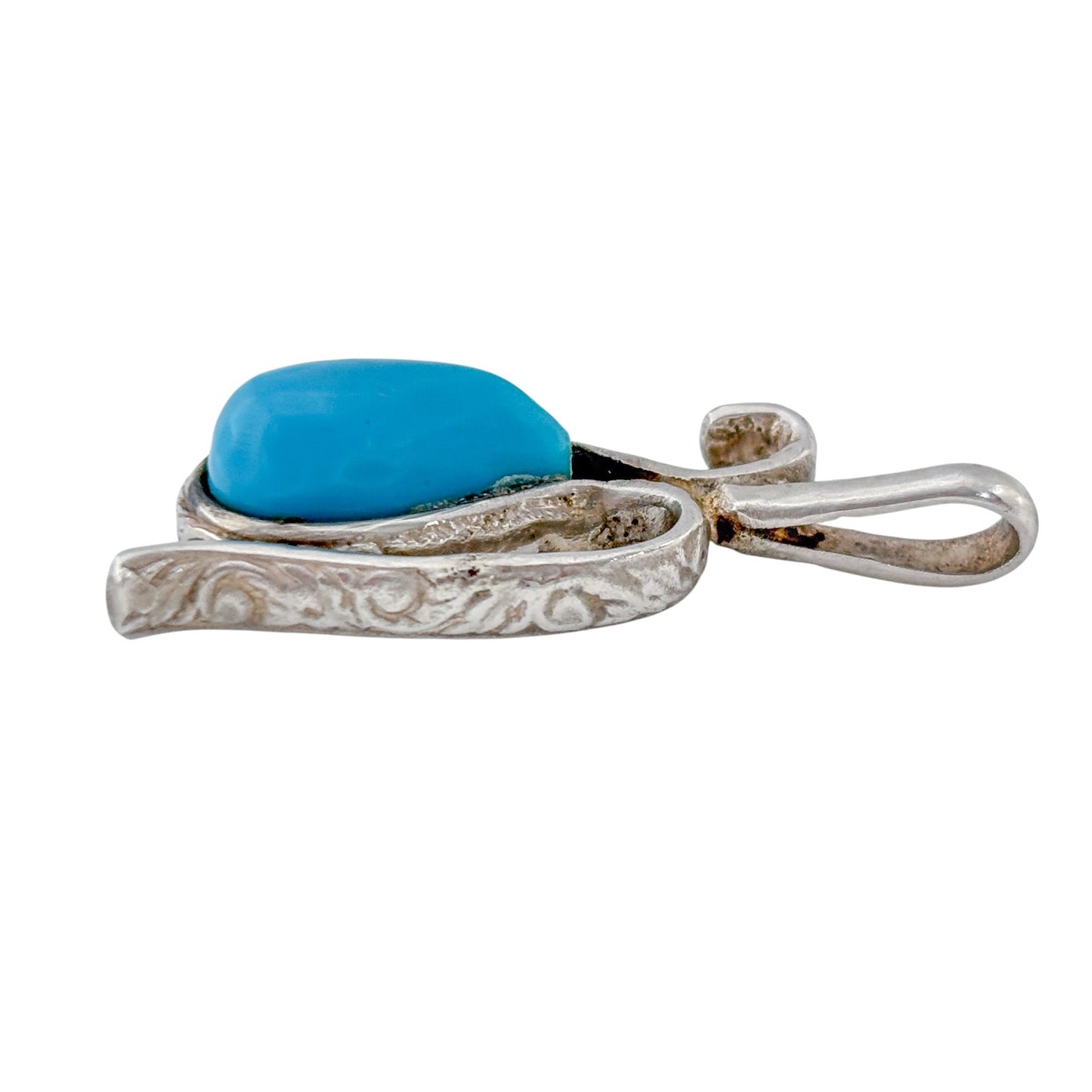 Vintage Sterling Silver 925 Turquoise Teardrop Pendant