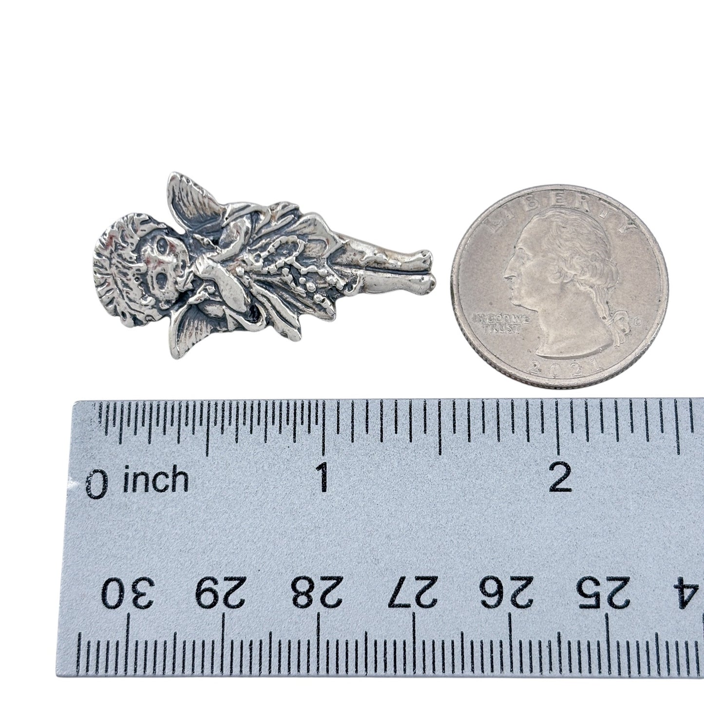 Vintage Sterling Silver 925 Angel Brooch