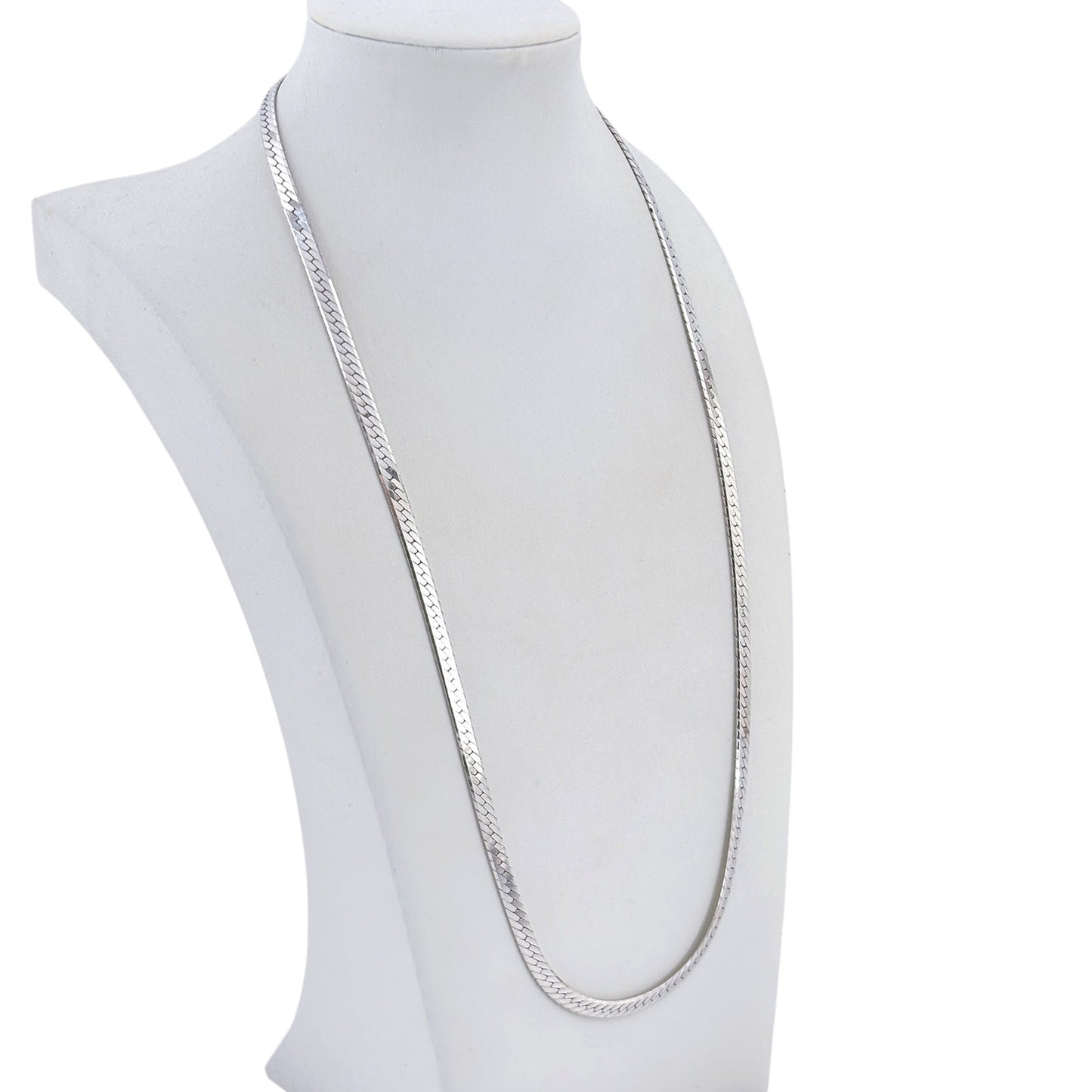 Vintage Italian Sterling Silver 925 Herringbone Chain Necklace 24"