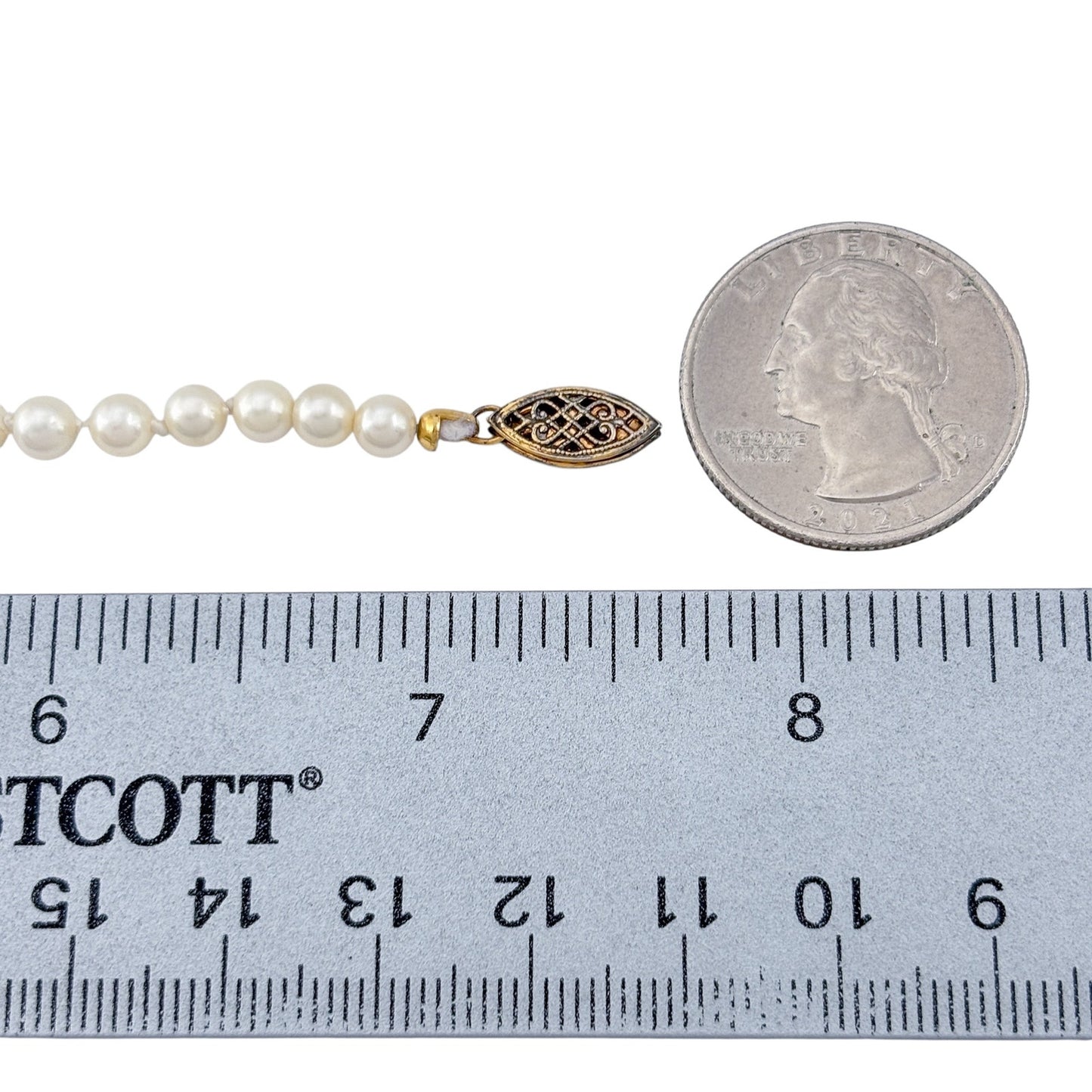 Vintage Gold-Tone Sterling Silver 925 Pearl Bracelet 7.5"