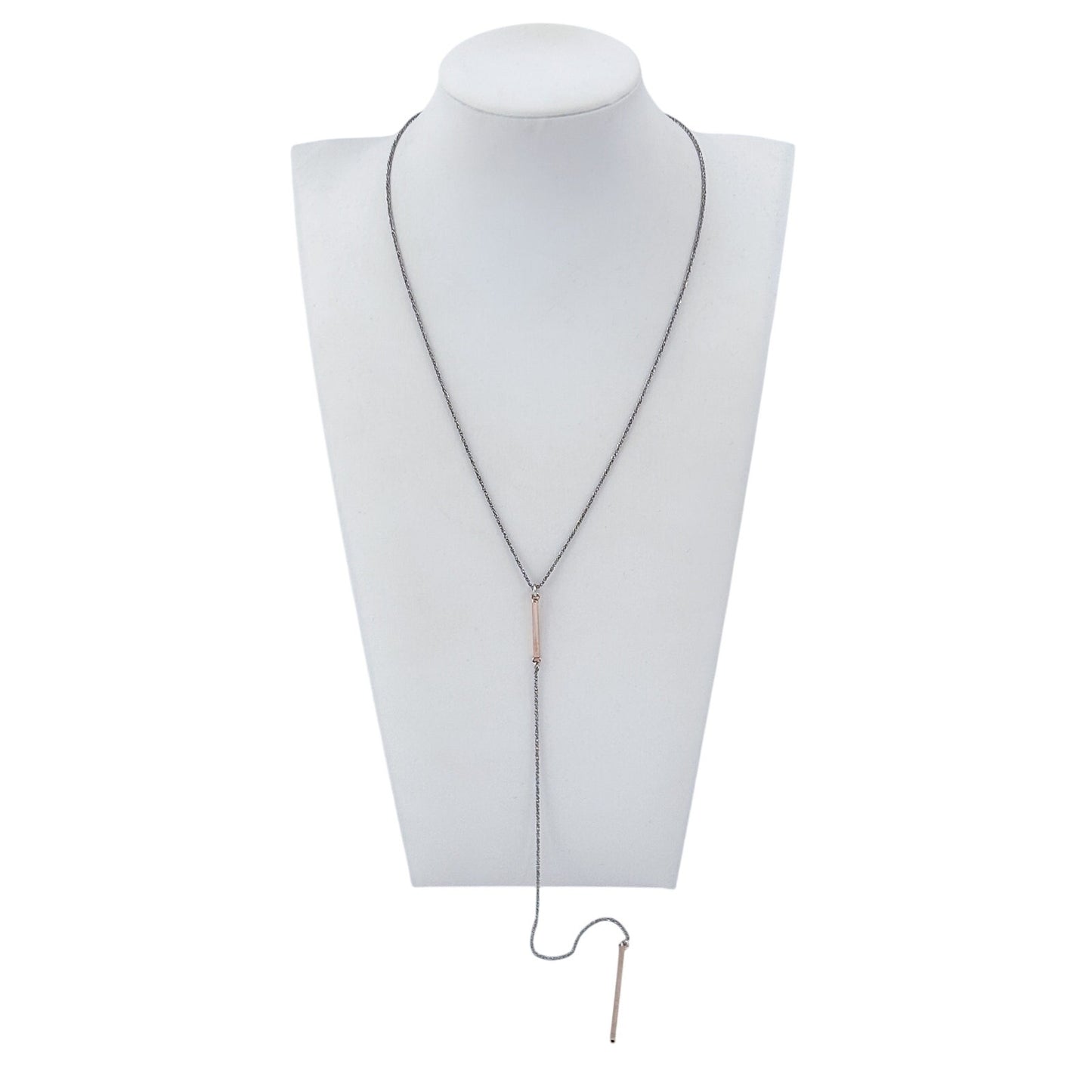 Vintage Two-Tone Sterling Silver 925 Lariat Necklace 18"