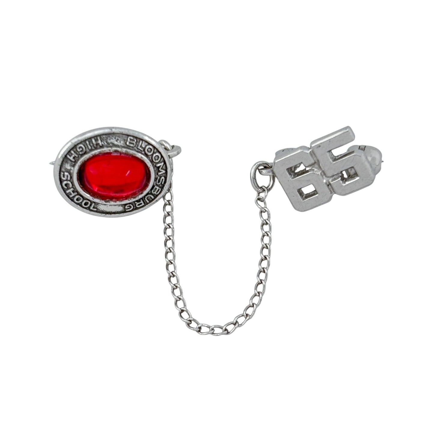 Vintage Sterling Silver 925 Red Glass Bloomsburg High School 1965 Lapel Pin