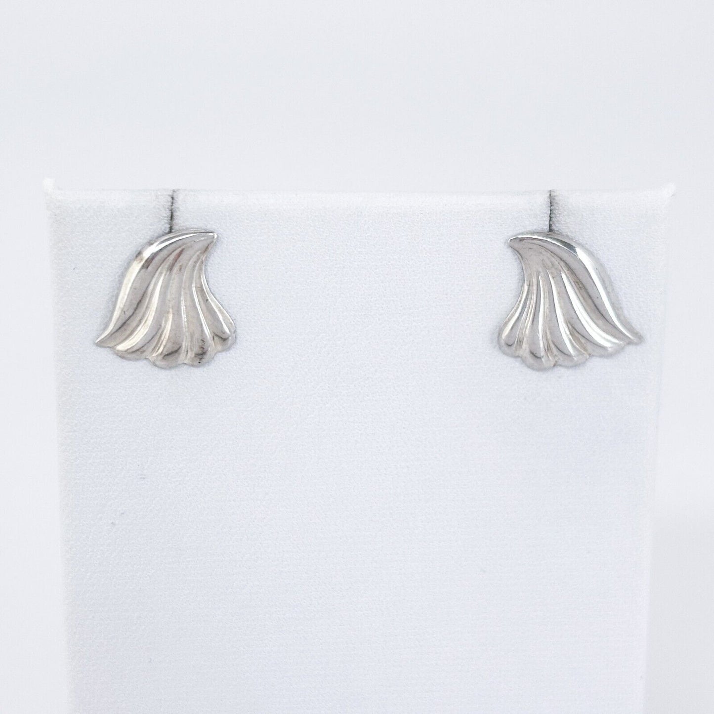 Vintage Sterling Silver 925 Winged Fan Stud Earrings