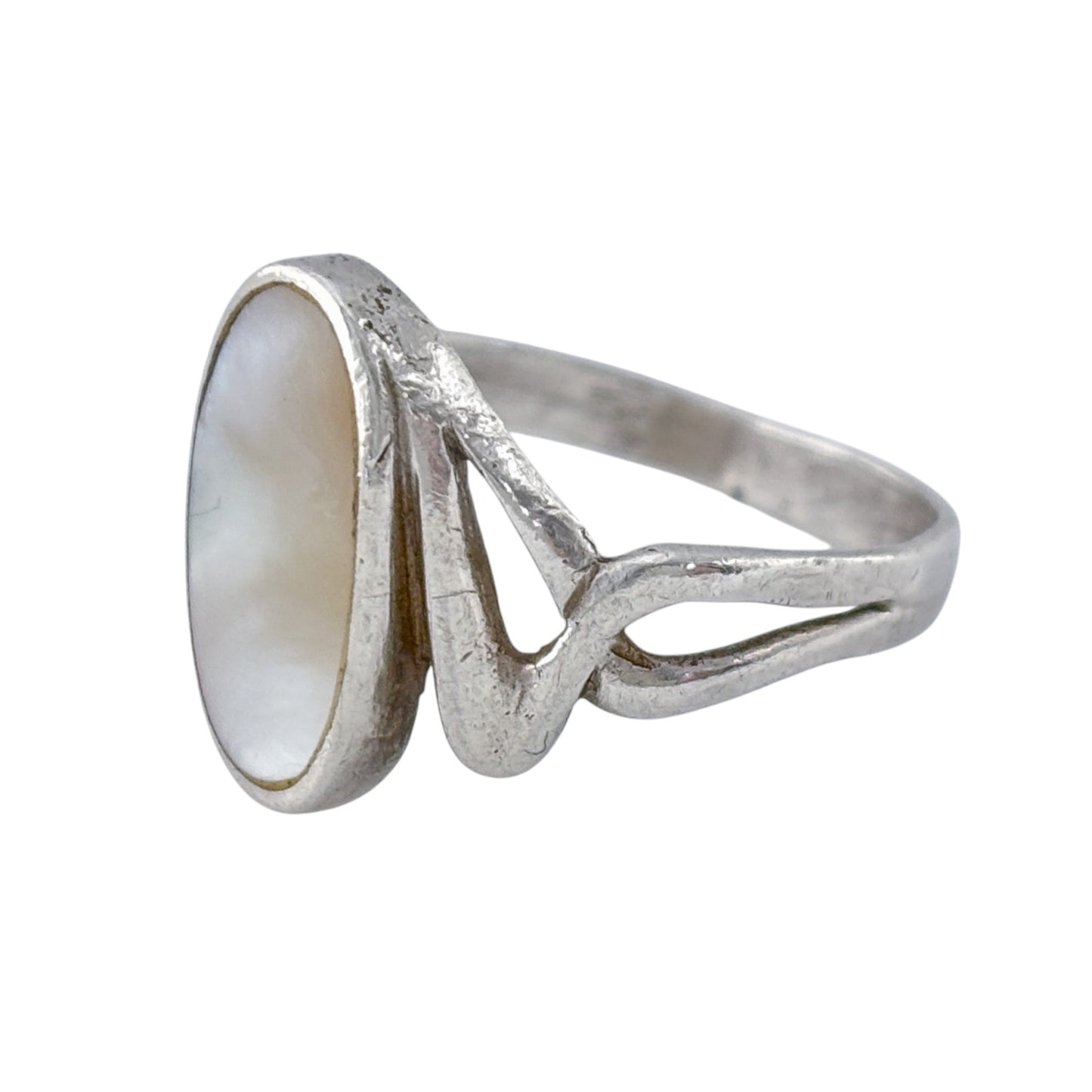 Vintage Sterling Silver 925 Mother of Pearl Oval Ring Size 8.5