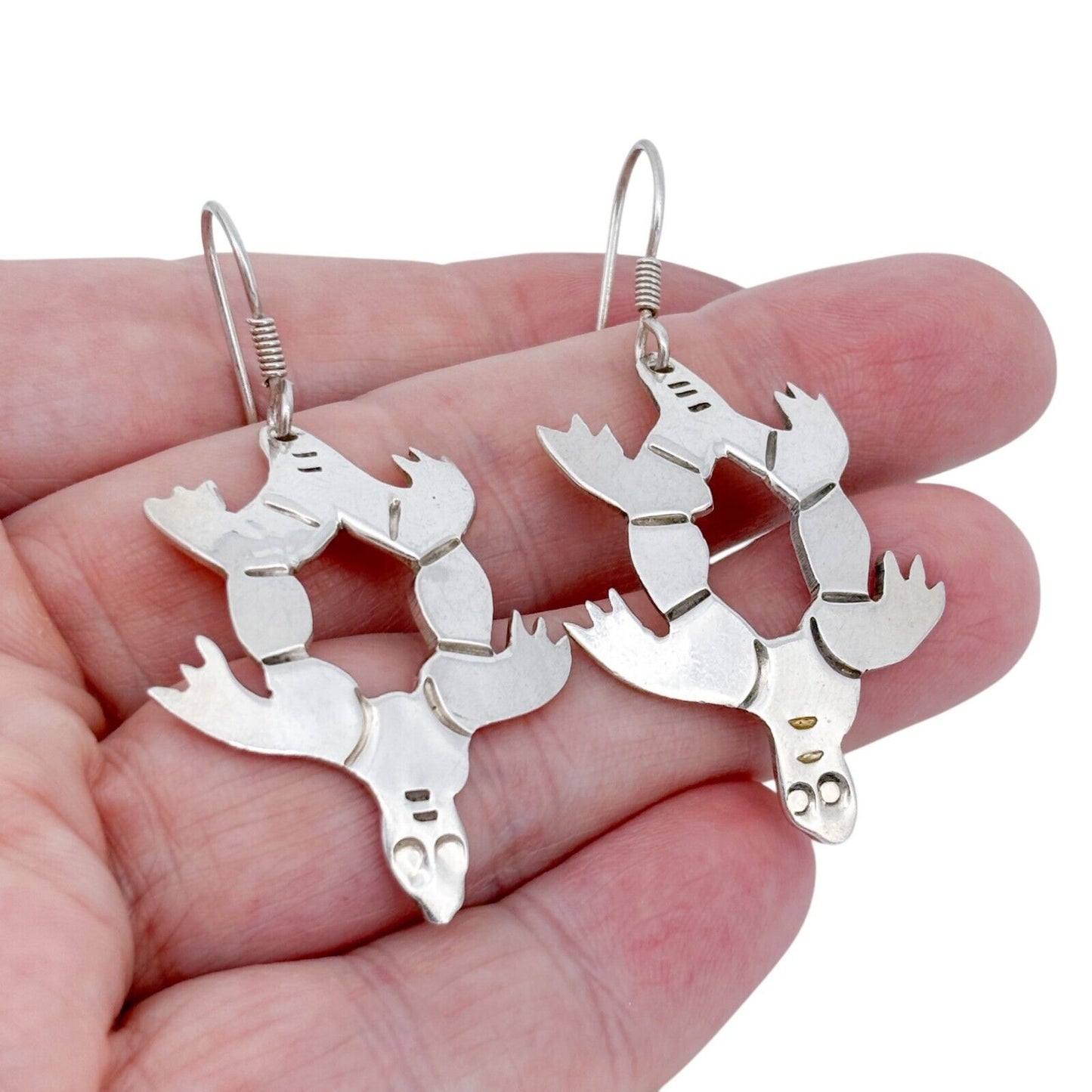 Vintage Taxco Mexico Sterling Silver 925 Turtle Dangle Earrings