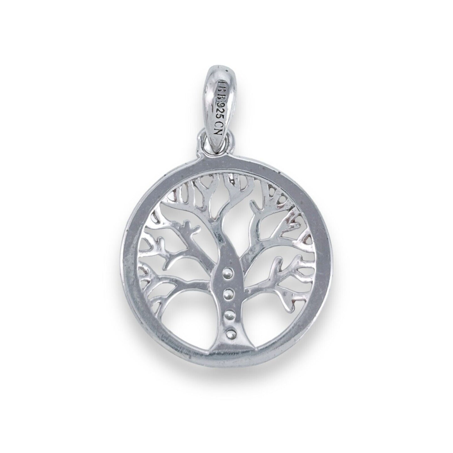 Vintage Sterling Silver 925 Rose Gold-Plate Cubic Zirconia Tree of Life Pendant