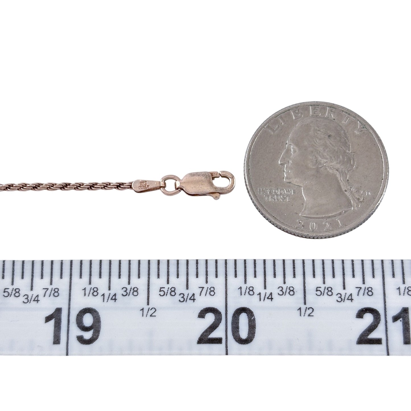 Vintage Italian Rose Gold-Tone Sterling Silver 925 Rope Link Chain Necklace 20"