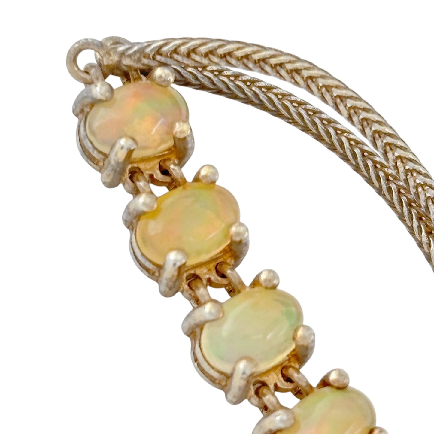 Vintage Sterling Silver 925 Opal Cabochon Bracelet 7.25"