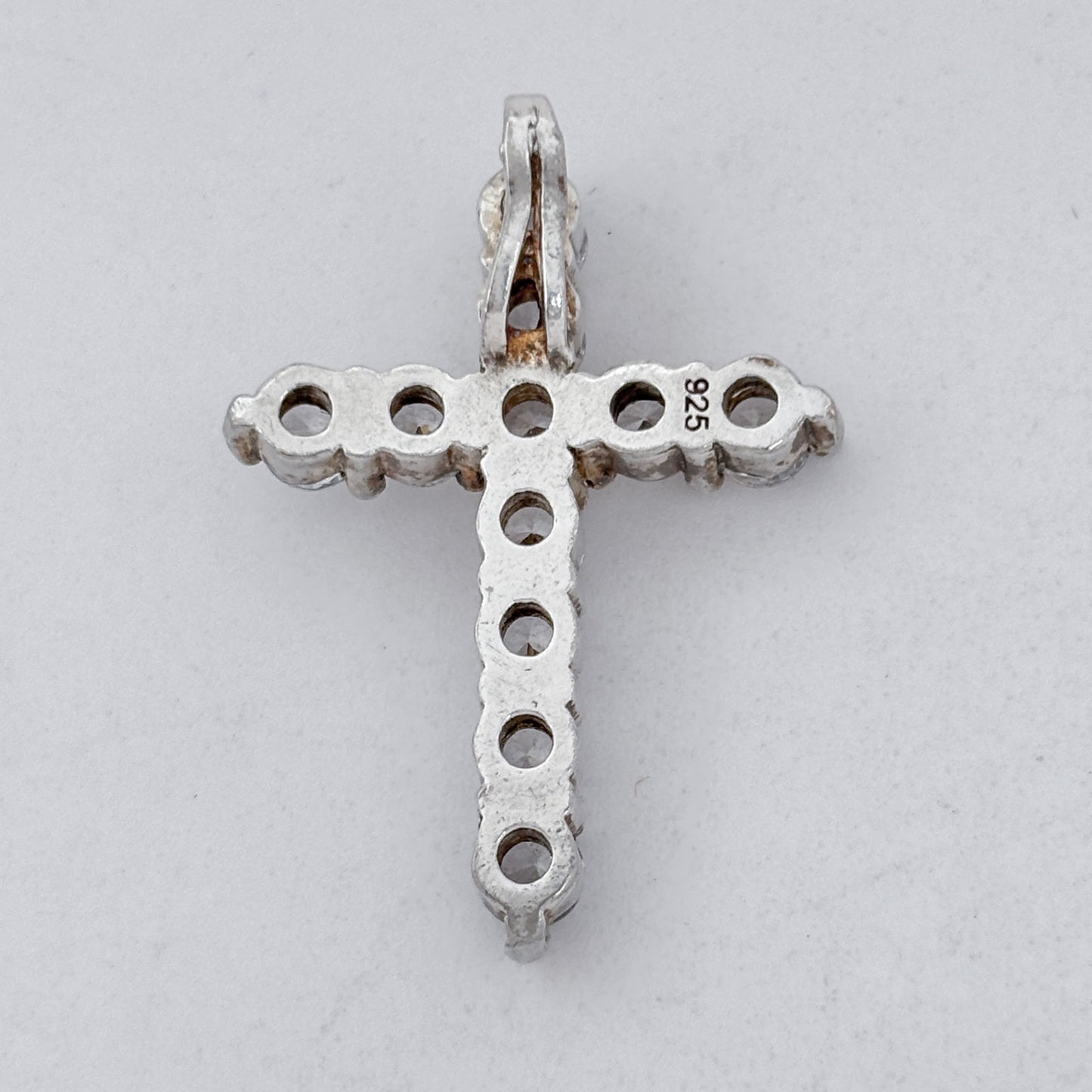 Vintage Sterling Silver 925 Cubic Zirconia Cross Pendant