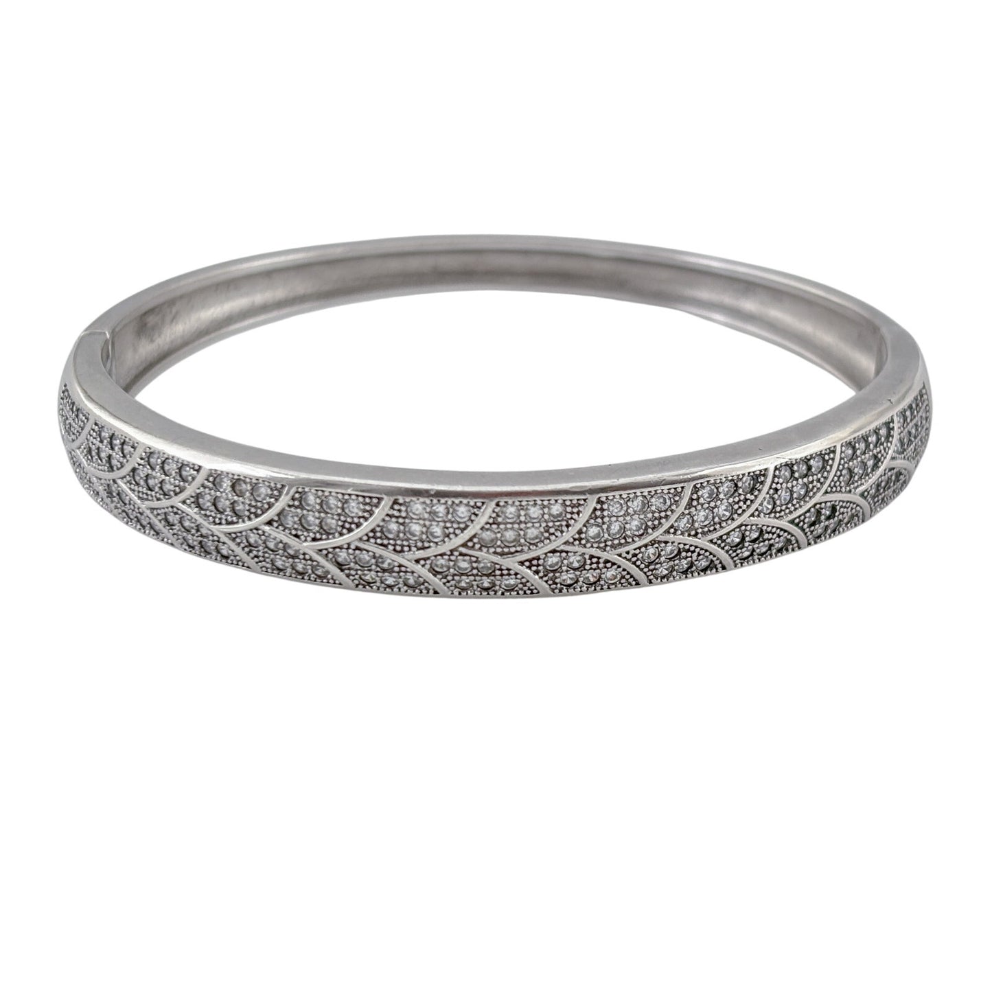 Vintage Sterling Silver 925 Diamond 1.19ctw Bangle Bracelet 6.5"