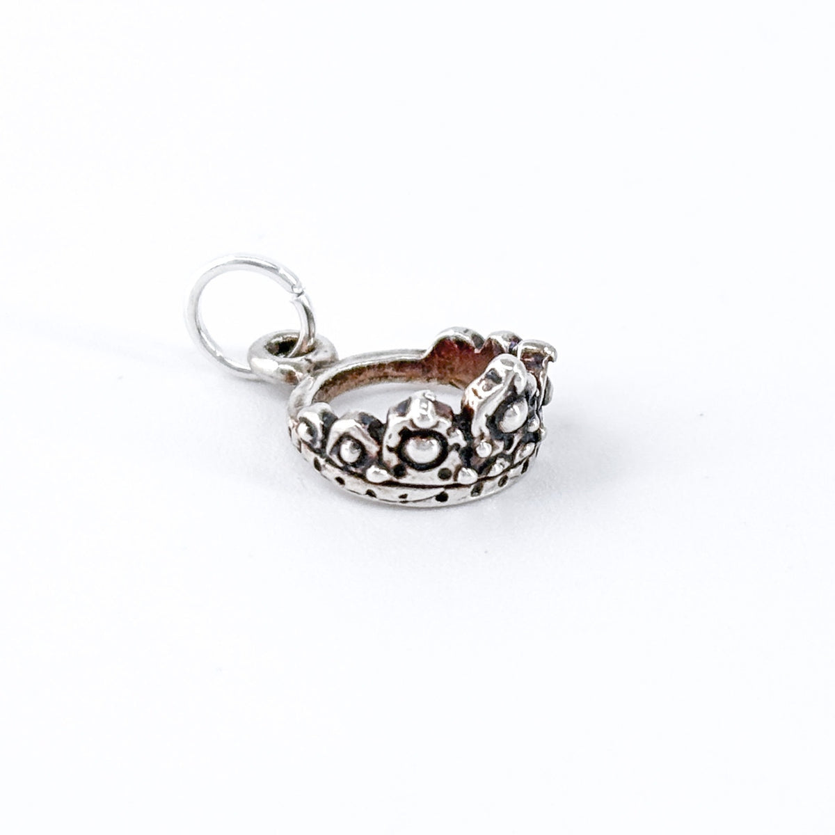 Vintage Sterling Silver 925 Ornate Crown Charm Pendant