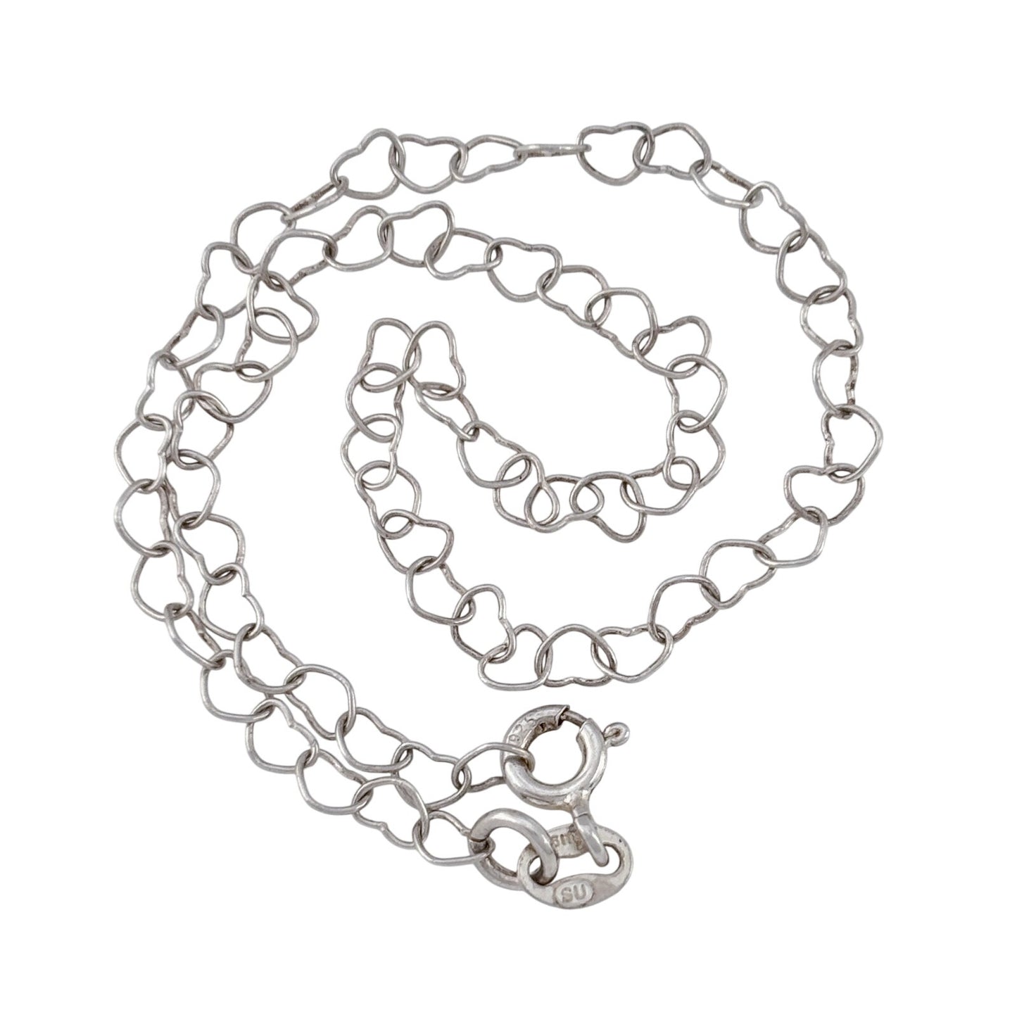 Vintage Sterling Silver 925 Heart Link Anklet 9"