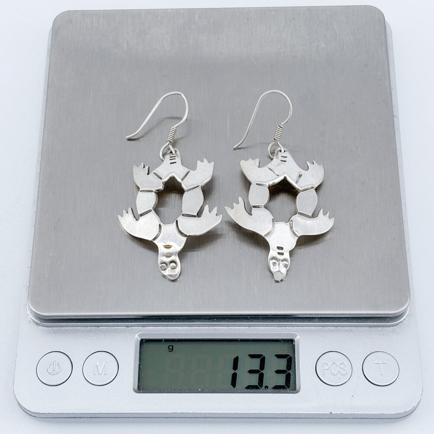 Vintage Taxco Mexico Sterling Silver 925 Turtle Dangle Earrings
