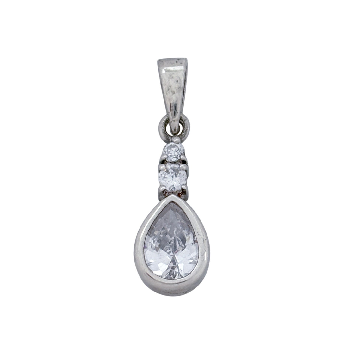 Vintage Sterling Silver 925 Cubic Zirconia Teardrop Pendant