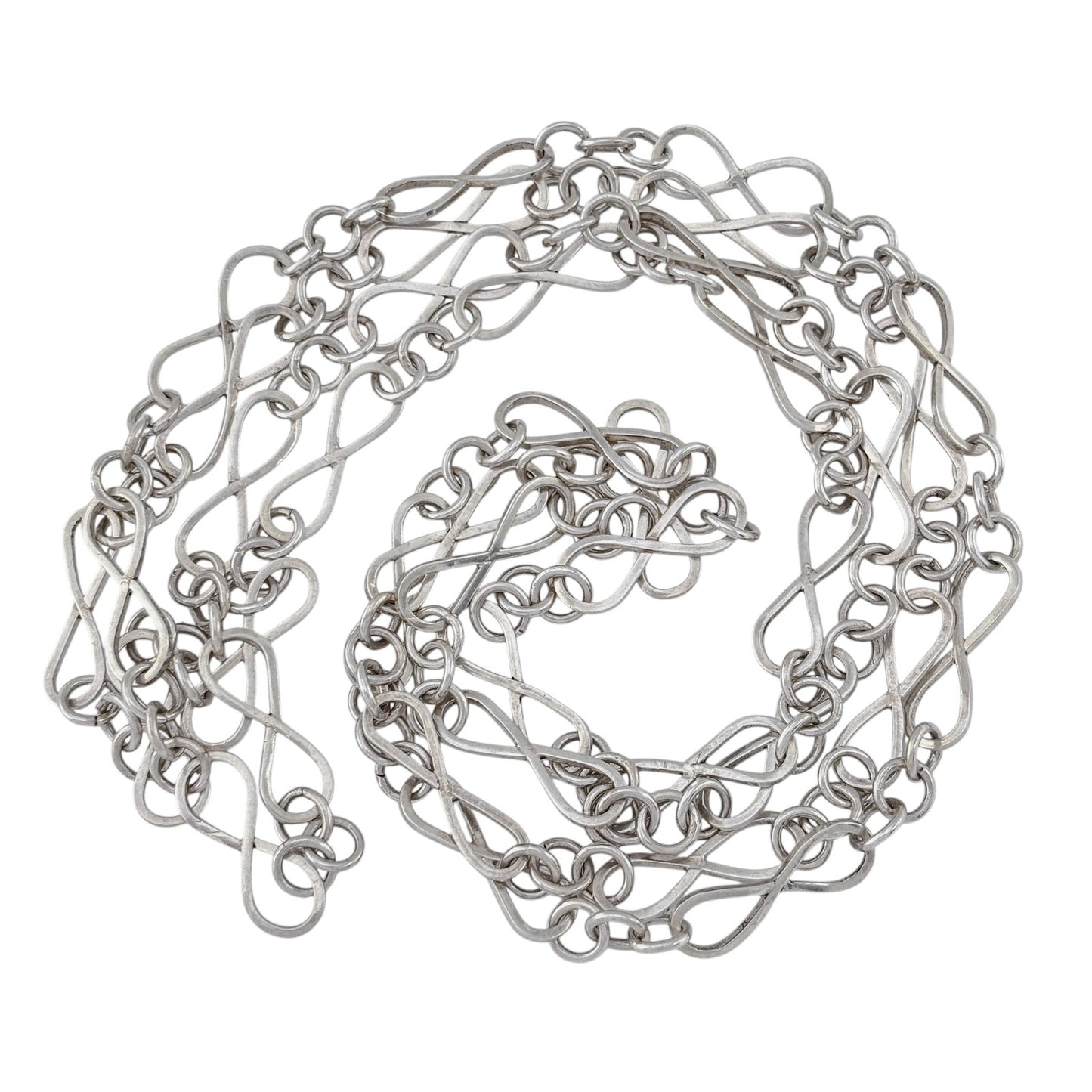 Vintage Sterling Silver 925 Infinity Link Chain Necklace 55"