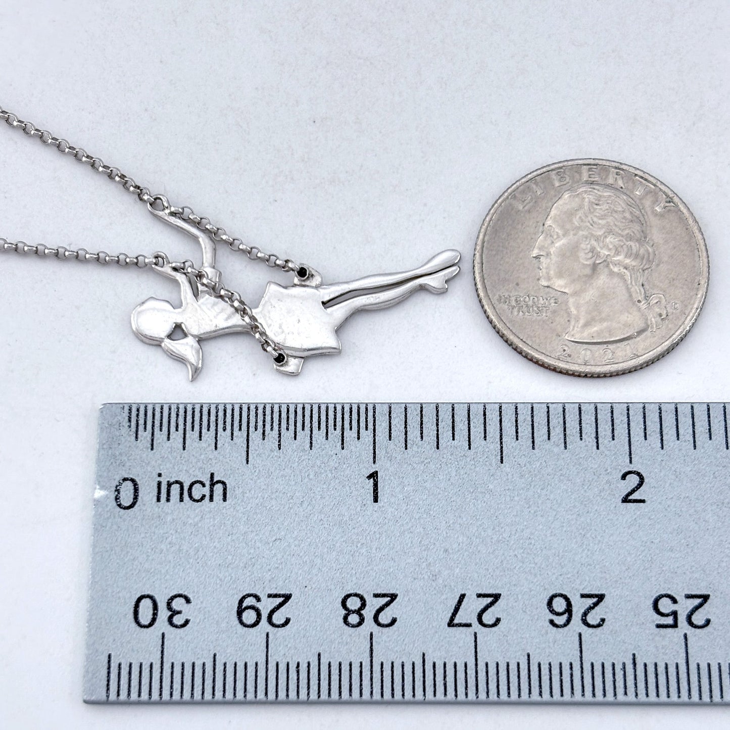 Vintage Sterling Silver 925 Swinging Girl Pendant Necklace 16.5"