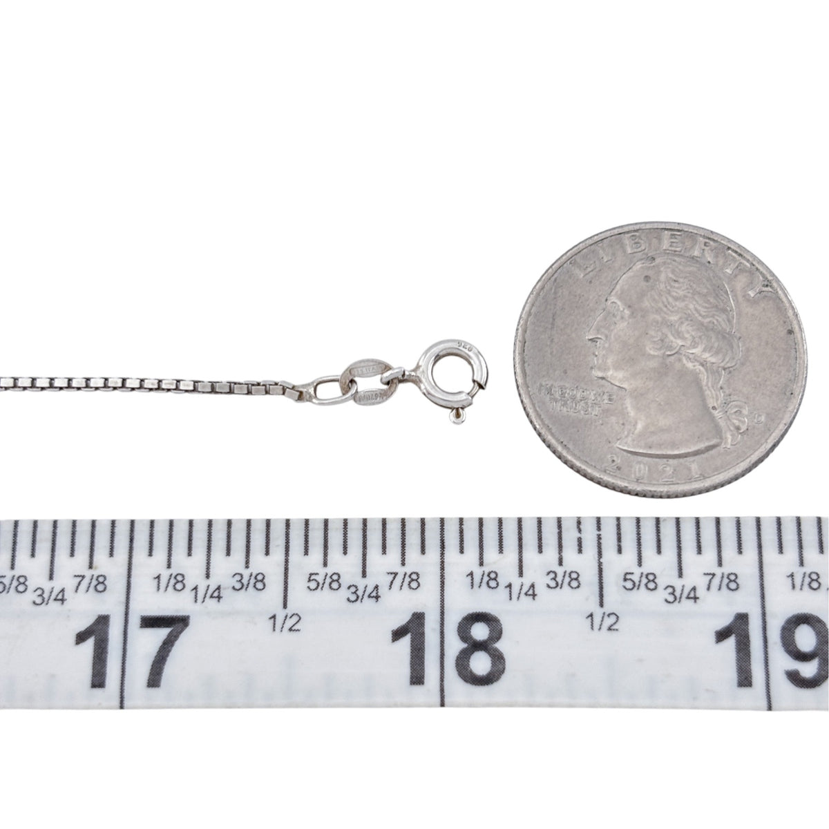 Vintage Italy Sterling Silver 925 Box Chain Necklace 18"