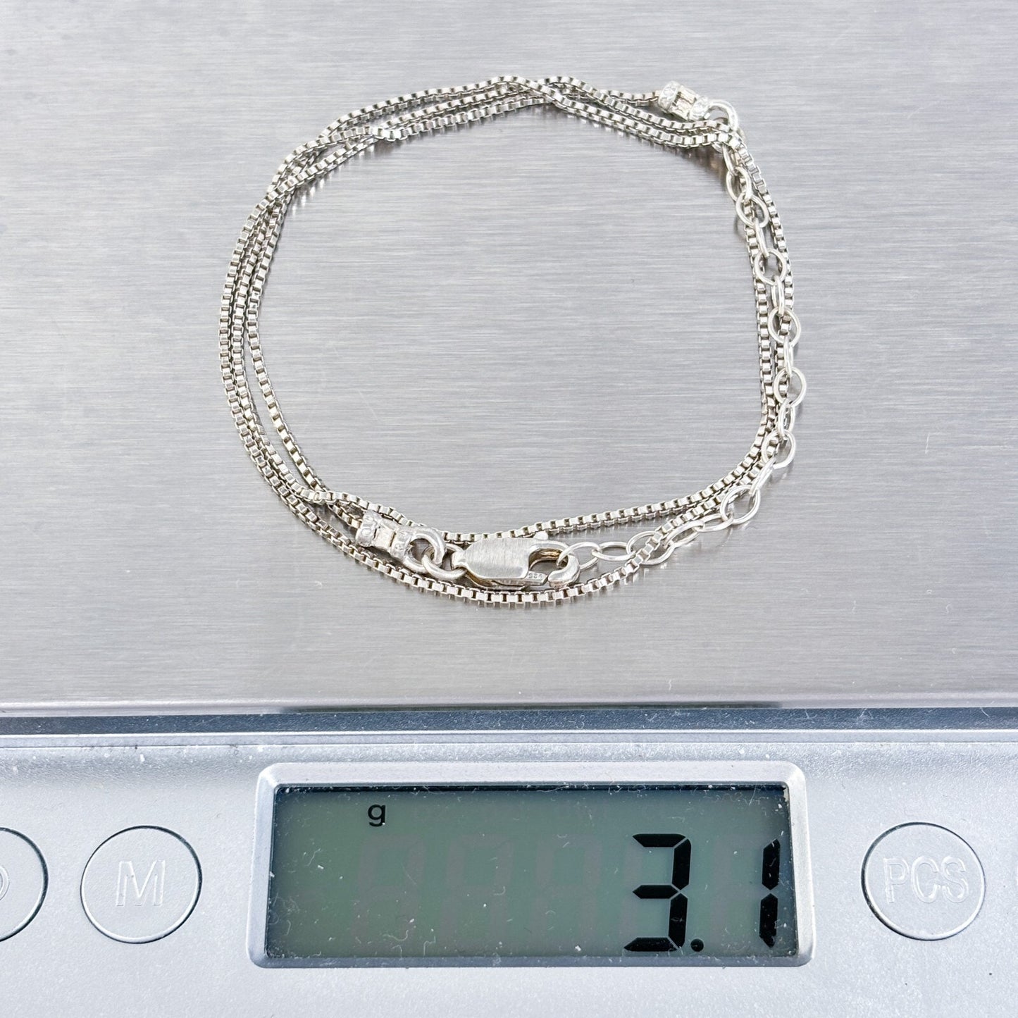 Vintage Italy Sterling Silver 925 Box Chain Necklace 16"-18"