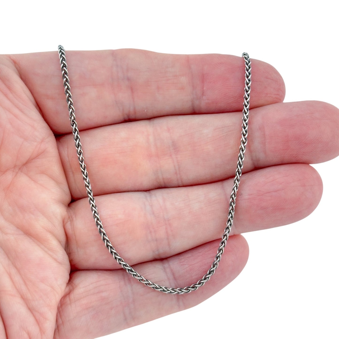 Vintage Sterling Silver 925 Wheat Chain Necklace 18.5"