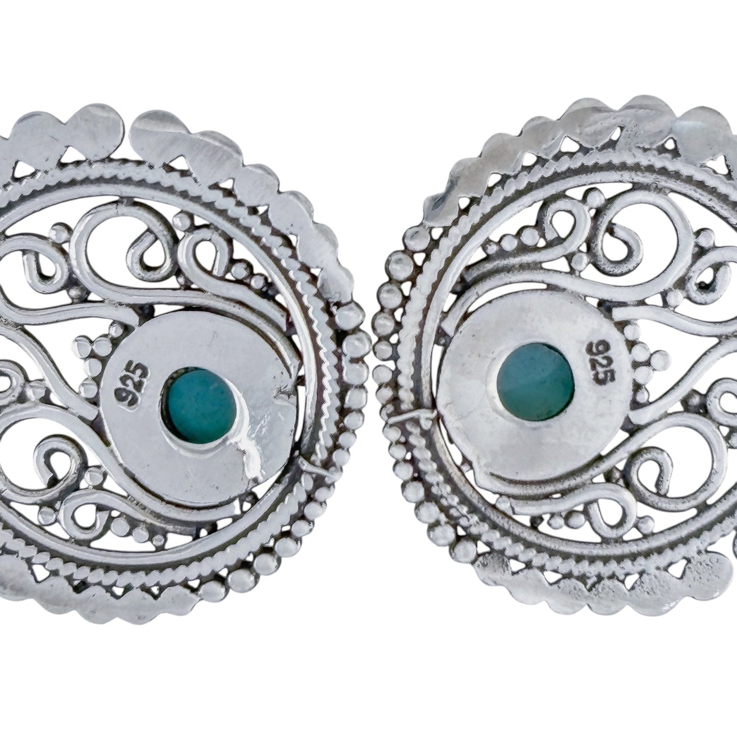 Vintage Sterling Silver 925 Larimar Filigree Dangle Earrings
