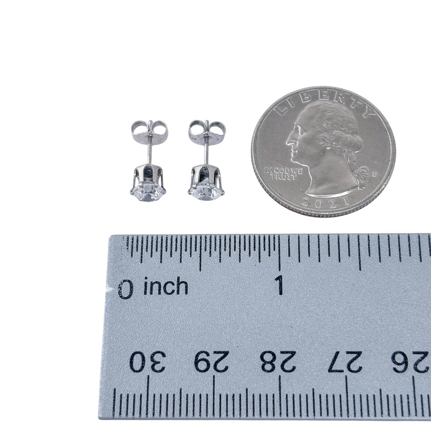 Vintage Sterling Silver 925 Cubic Zirconia Stud Earrings