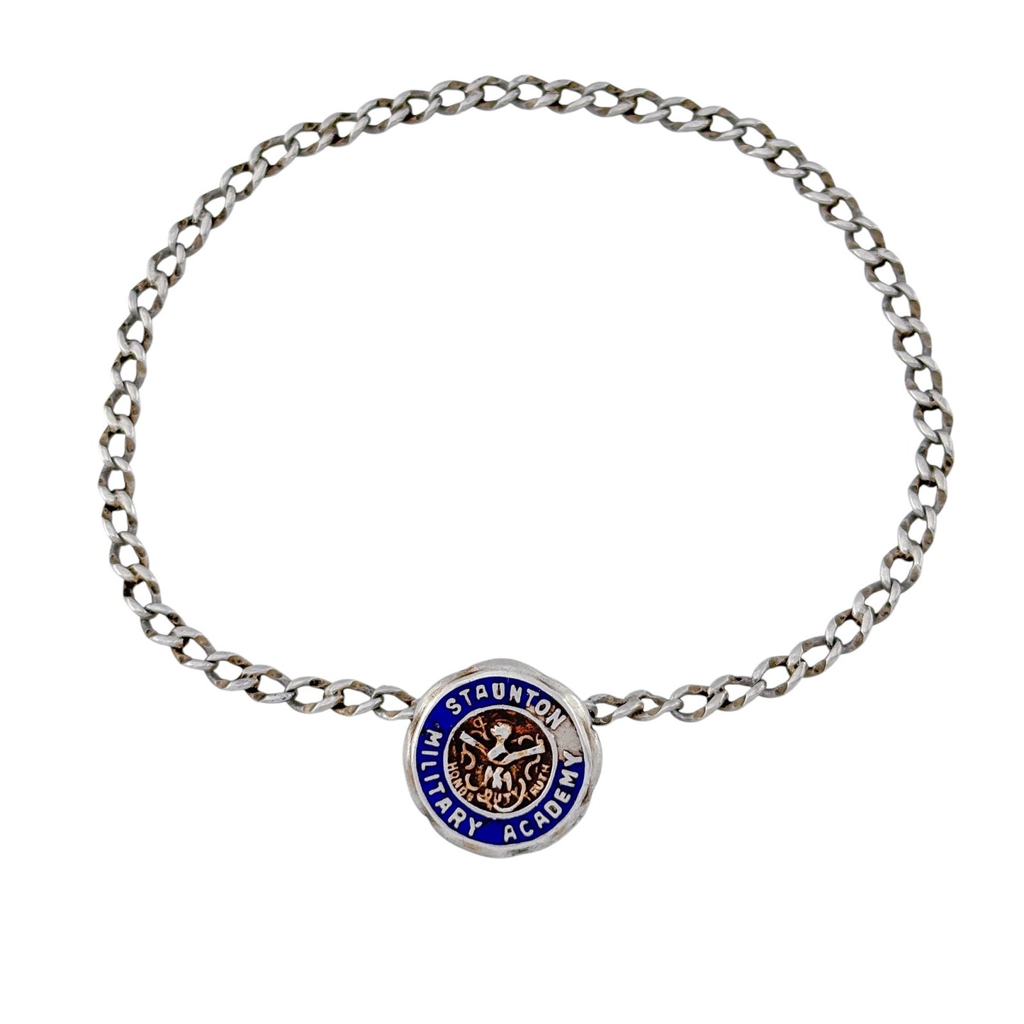 Vintage Sterling Silver 925 Staunton Military Academy Bracelet 5.75"