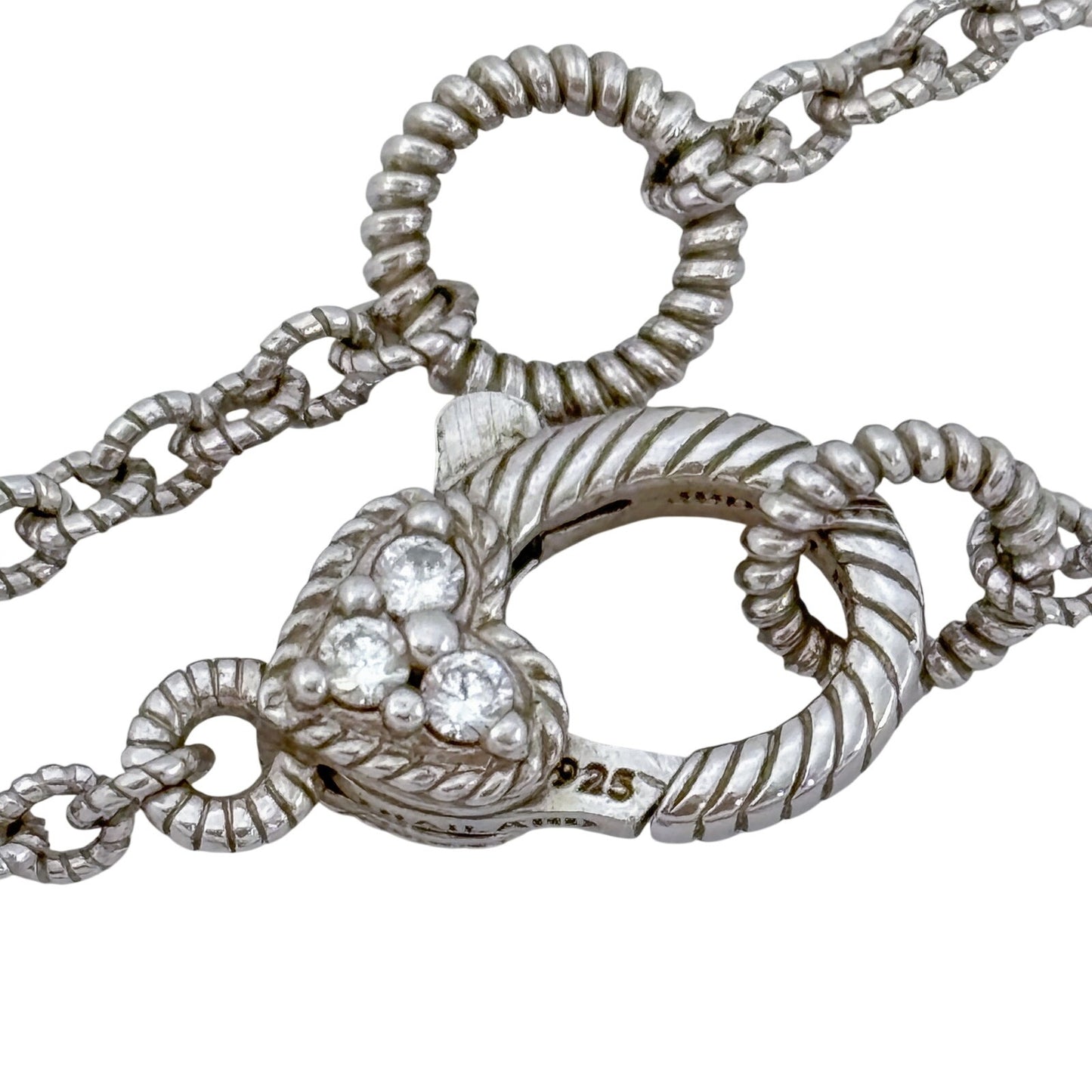 Vintage Judith Ripka Sterling Silver Cubic Zirconia Station Necklace 18", 20"
