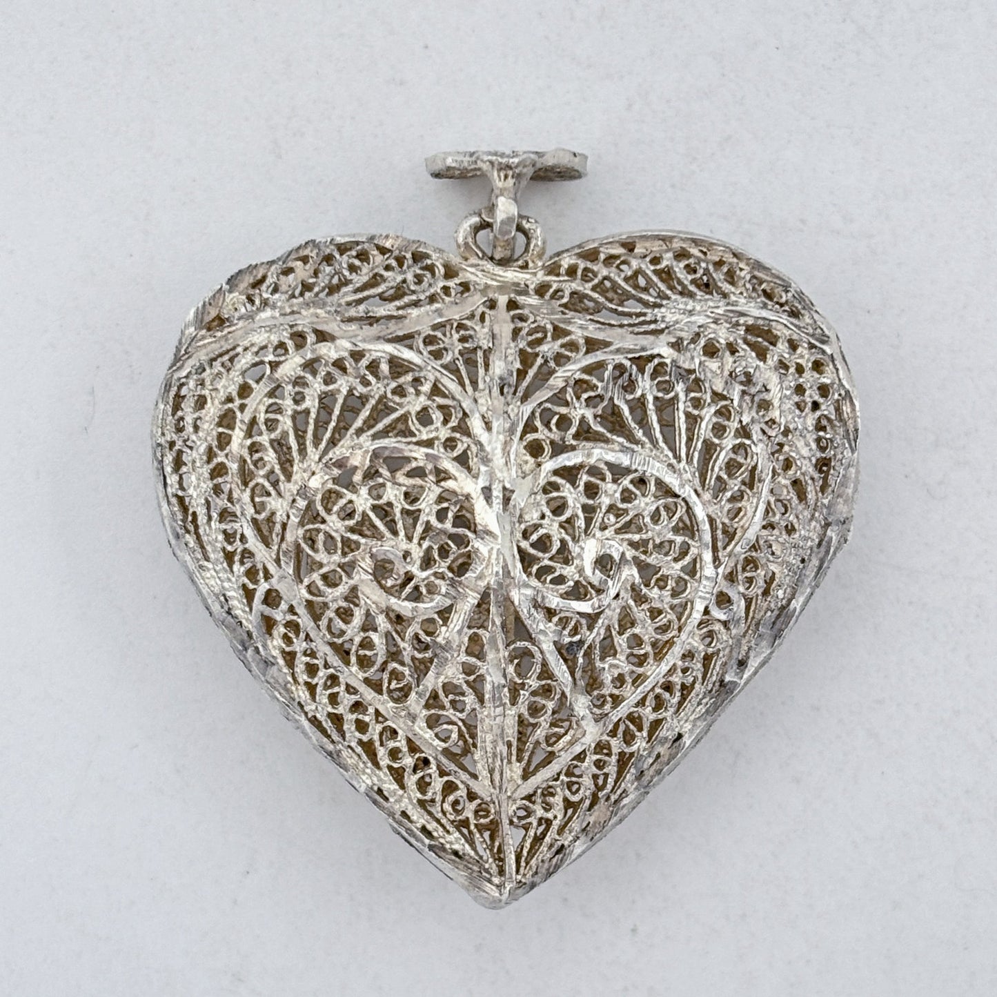Vintage Sterling Silver 925 Filigree Heart Pendant