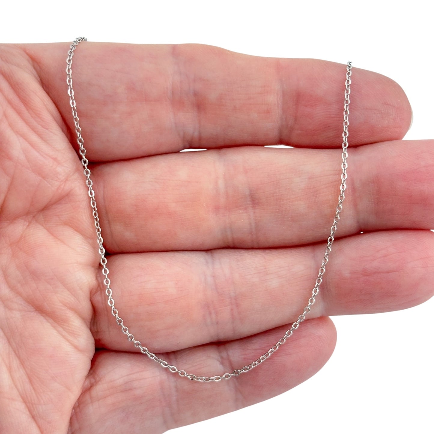 Vintage Sterling Silver 925 Cable Link Chain Necklace 18.5"-20.5"