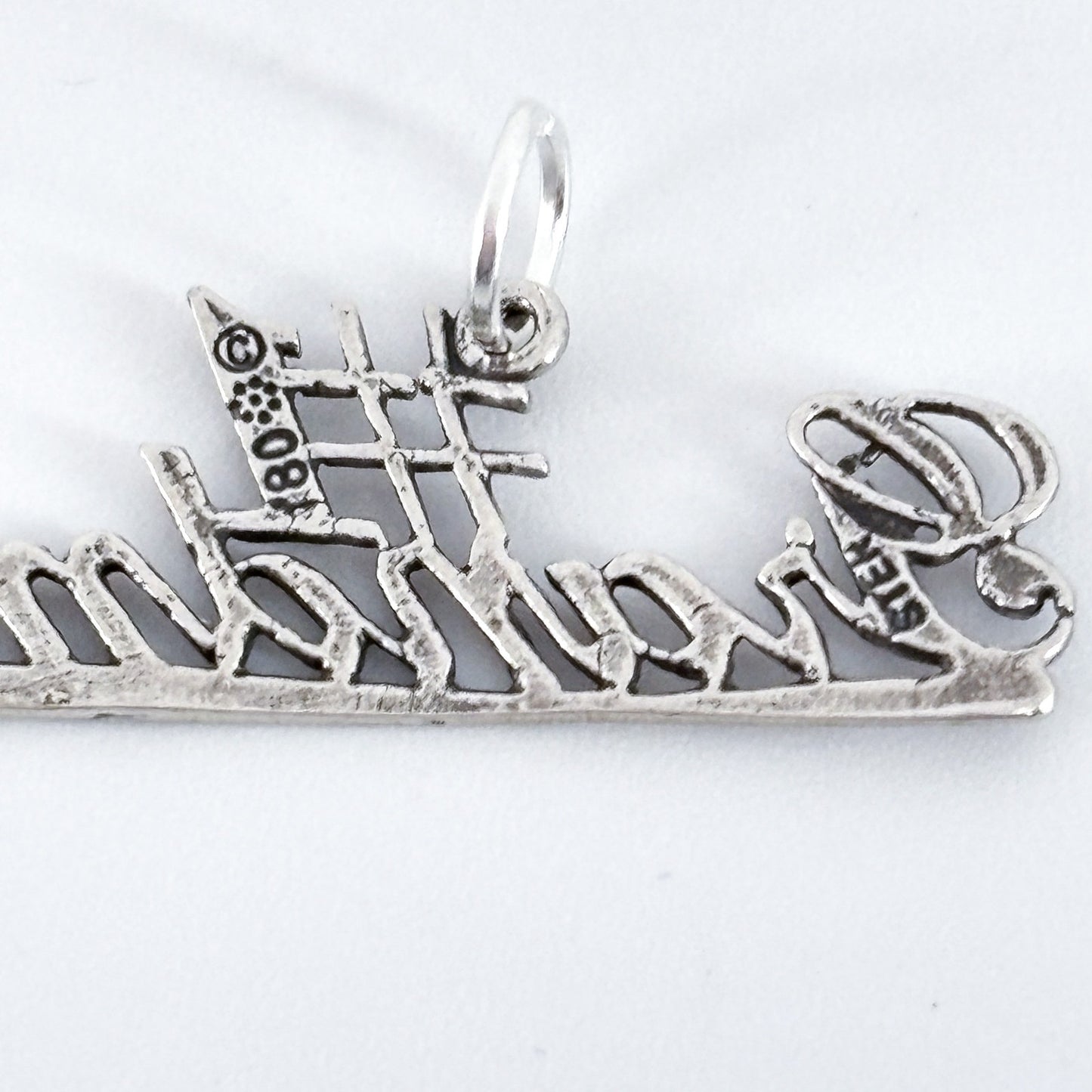 Vintage Sterling Silver 925 “#1 Grandma” Script Charm Pendant