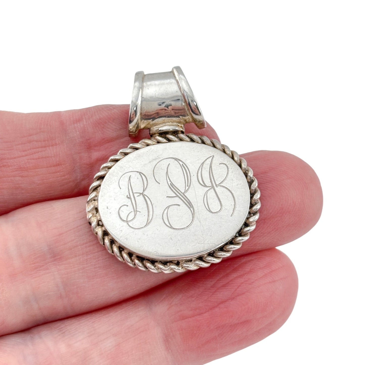 Vintage Sterling Silver 925 BPJ Monogram Pendant