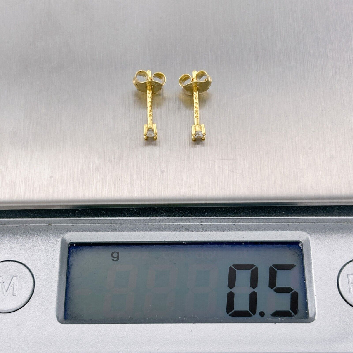 Vintage Sterling Silver 925 Gold-Tone Cubic Zirconia Stud Earrings