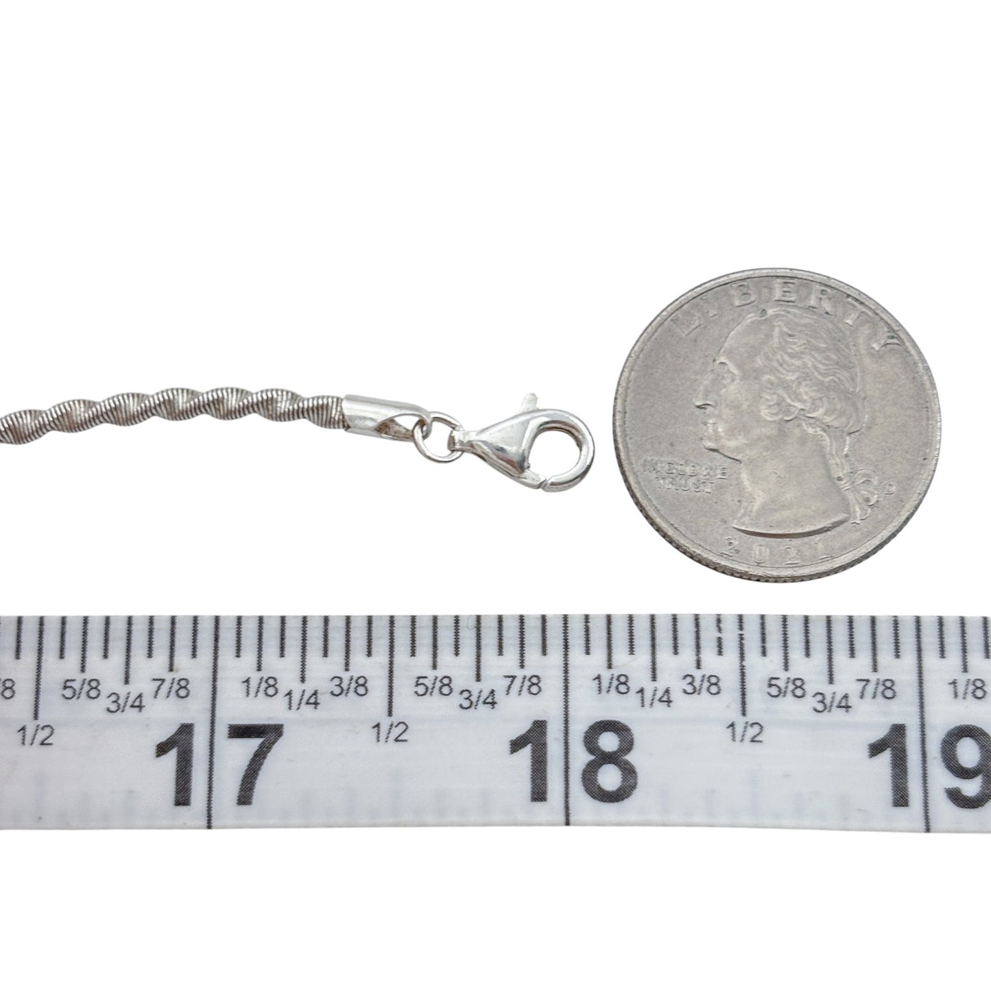 Vintage Italy Sterling Silver 925 Twisted Chain Necklace 16"-18"