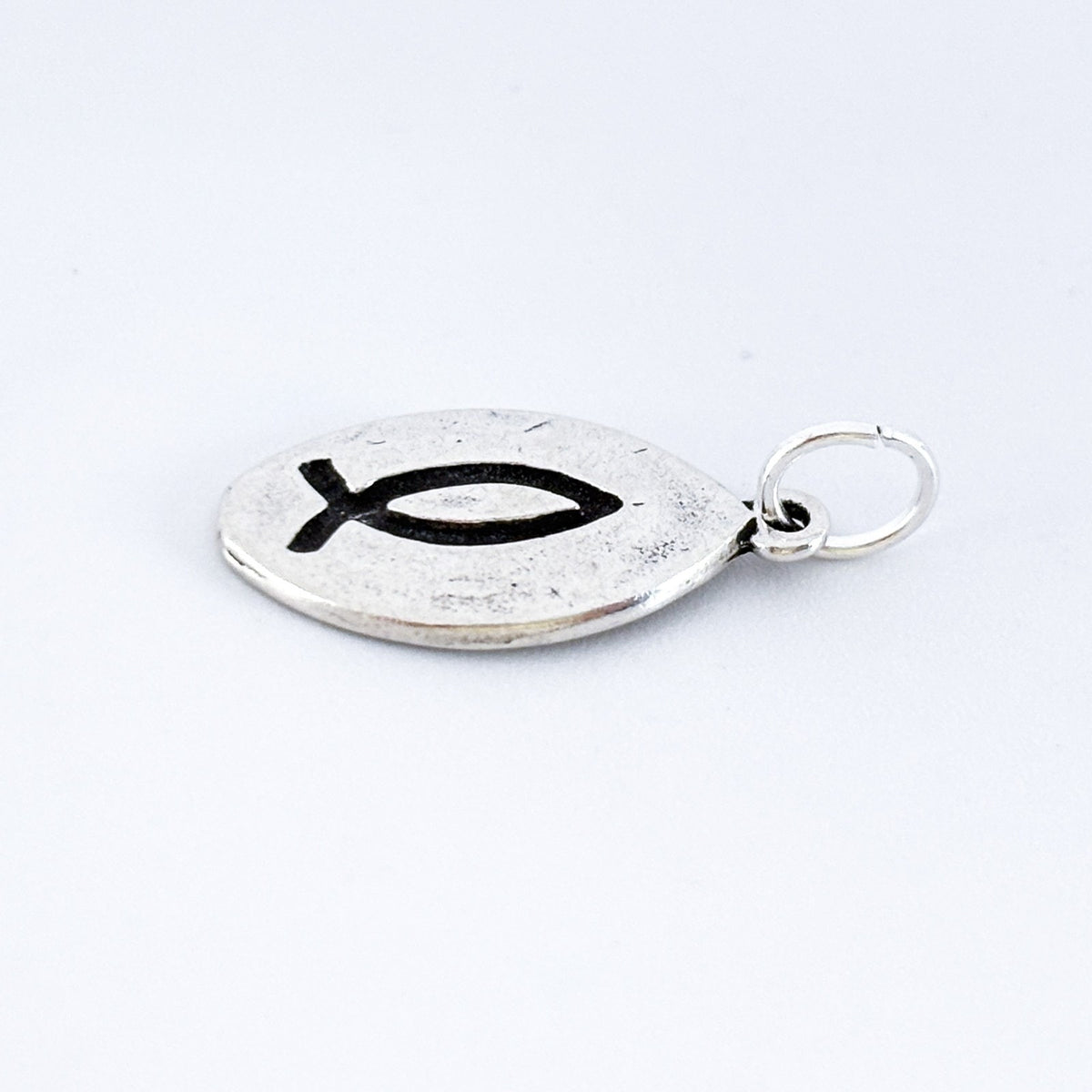 Sterling Silver Christian Ichthys Fish Pendant | Vintage Religious Charm Jewelry