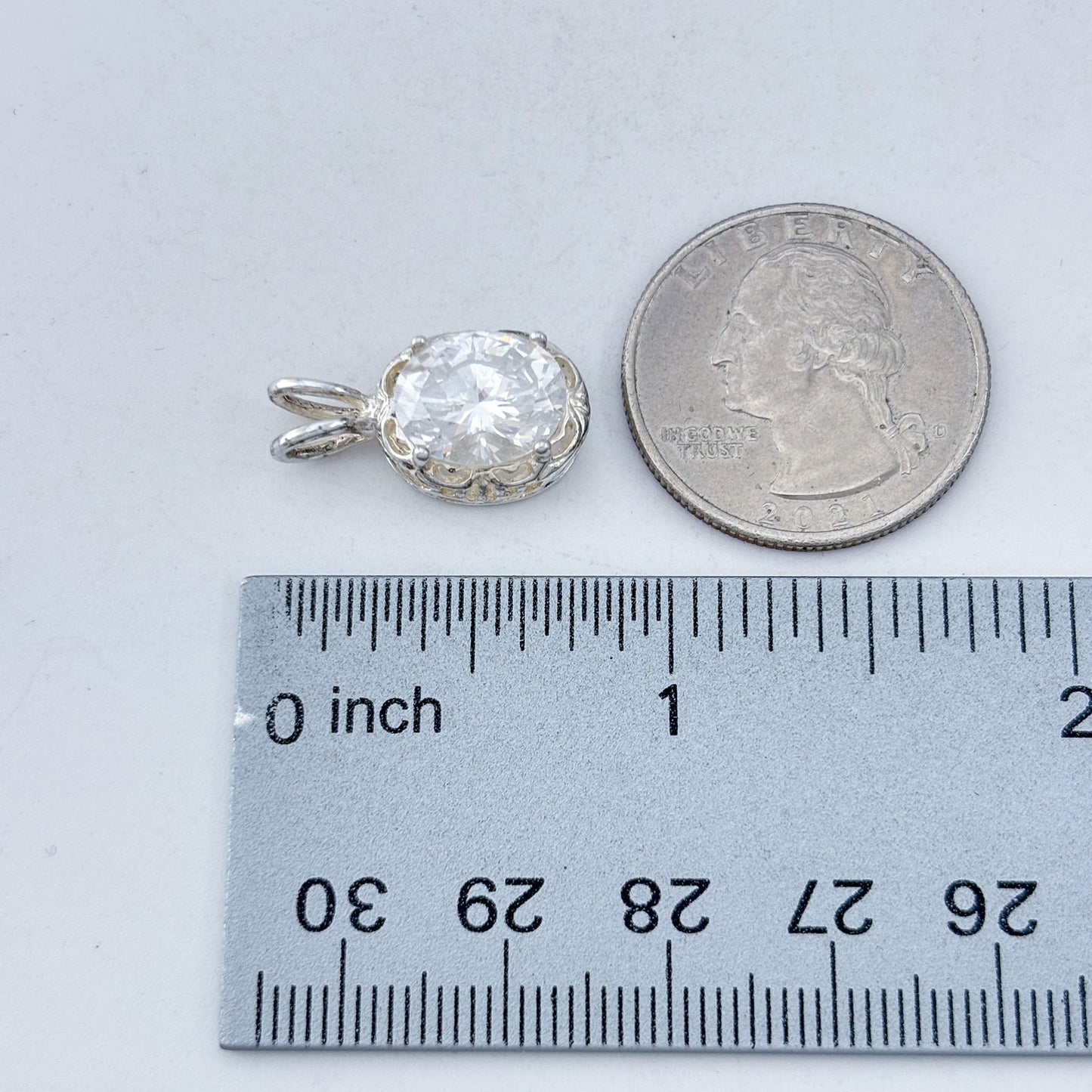Vintage Sterling Silver 925 Cubic Zirconia Pendant