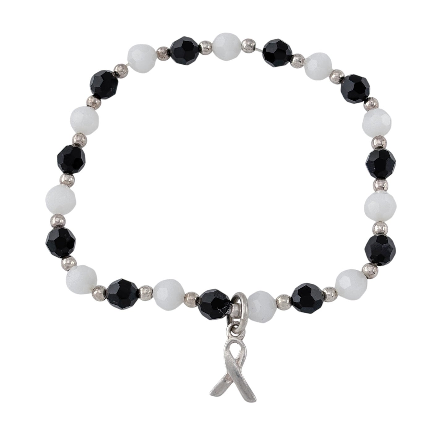 Vintage Sterling Silver 925 Carcinoid Cancer Awareness Bracelet 7"