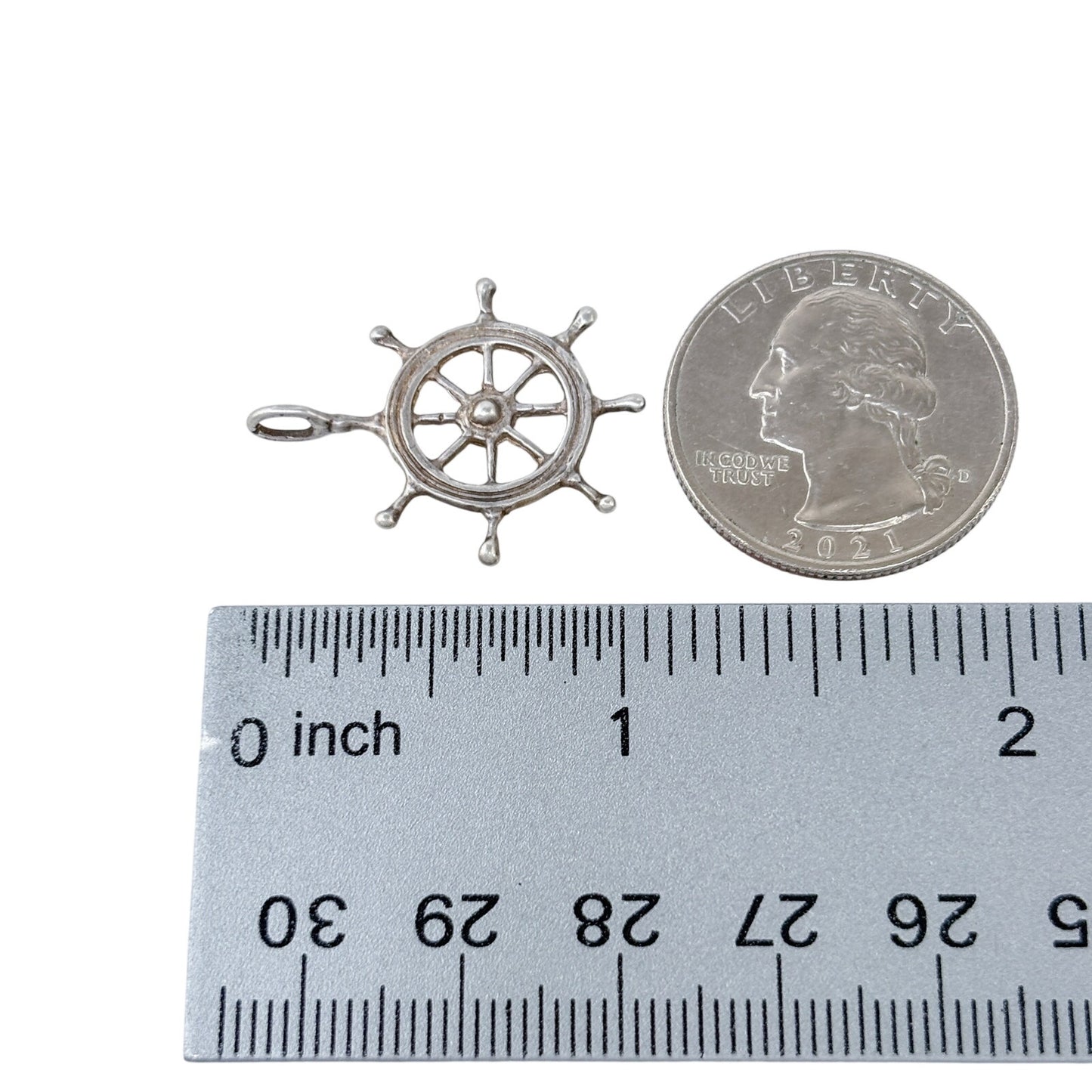 Vintage Sterling Silver 925 Ship Wheel Pendant