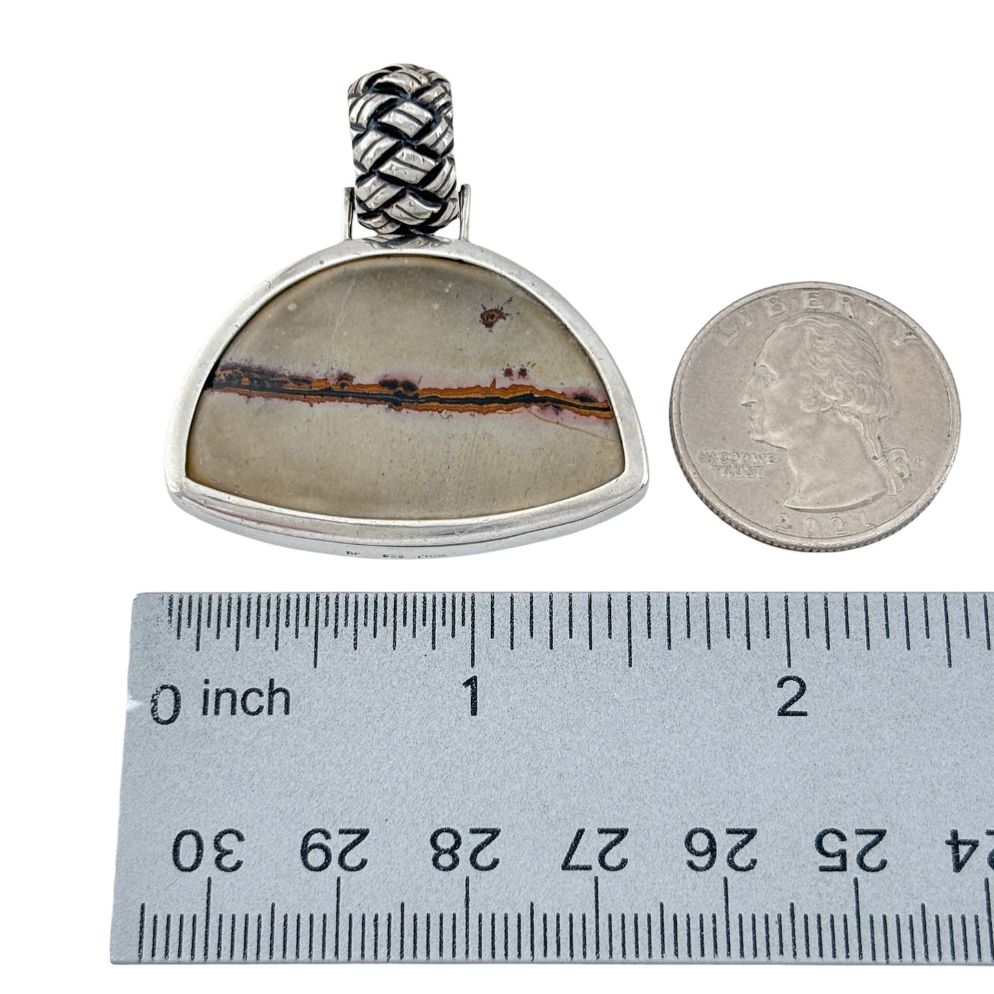 Vintage Sterling Silver 925 Landscape Jasper Pendant