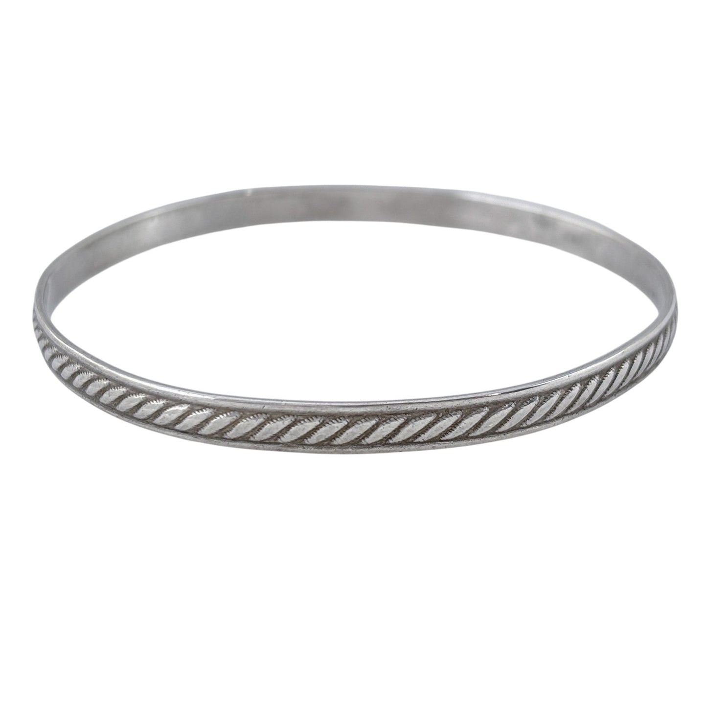 Vintage Sterling Silver 925 Twisted Rope Bangle Bracelet 8"