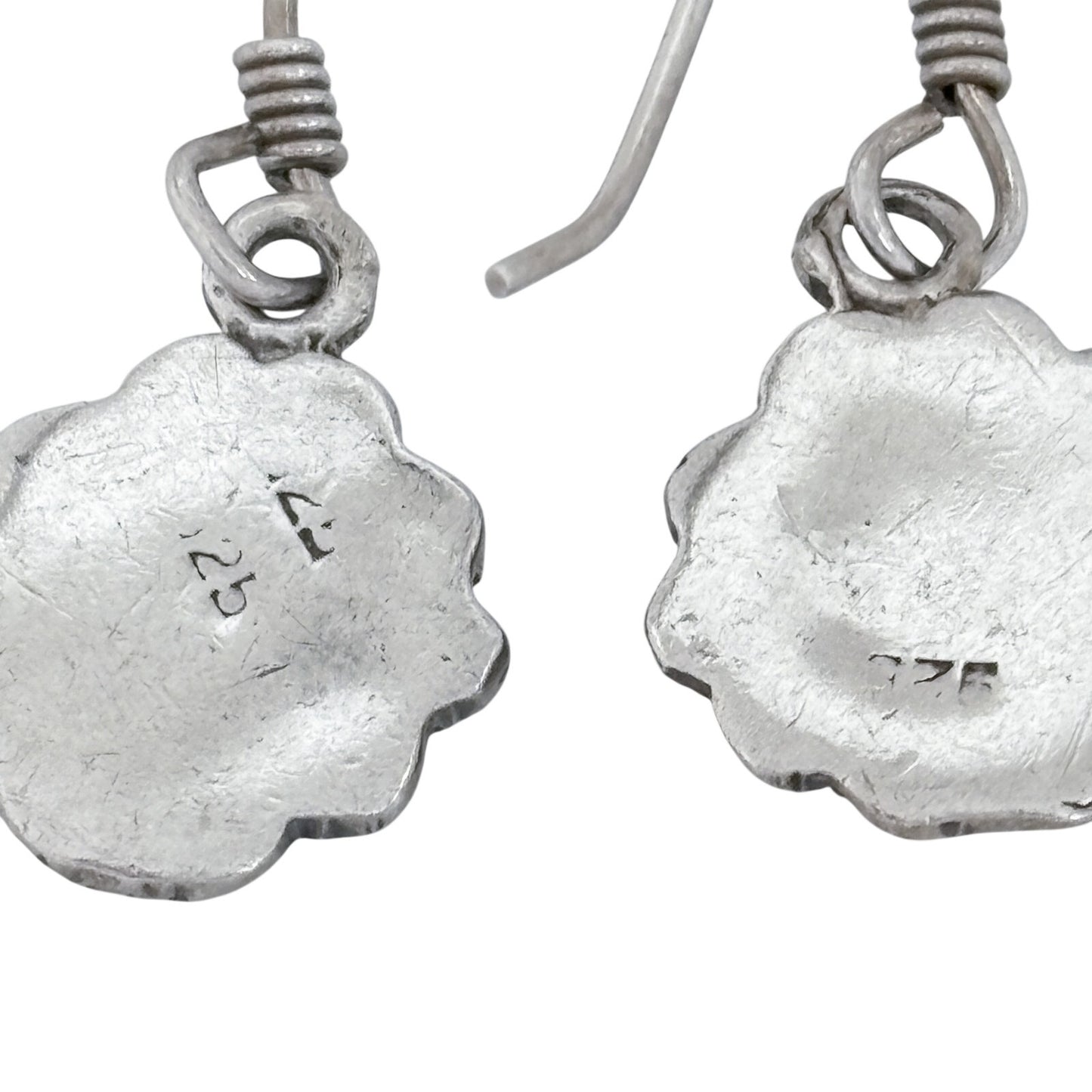 Vintage Sterling Silver 925 Mother of Pearl Flower Drop Earrings