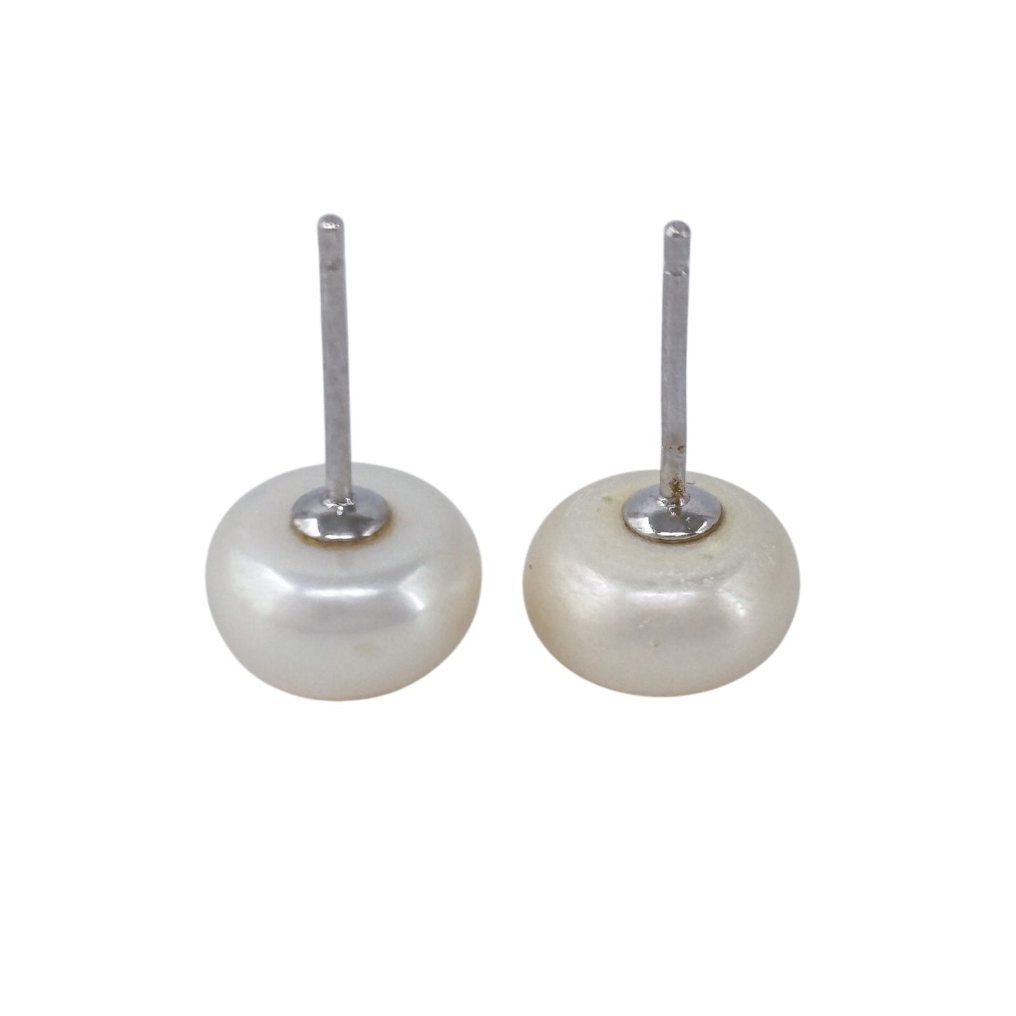 Vintage Sterling Silver 925 Large 8.6mm Pearl Stud Earrings