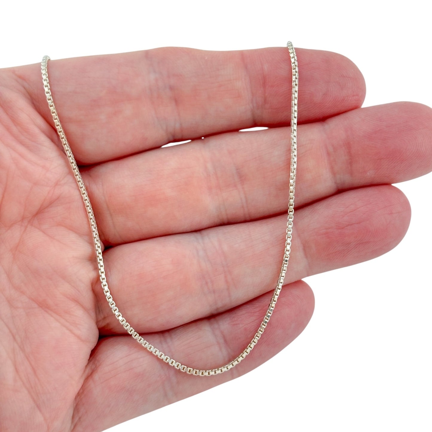 Vintage Italian Sterling Silver 925 Box Chain Necklace 16"