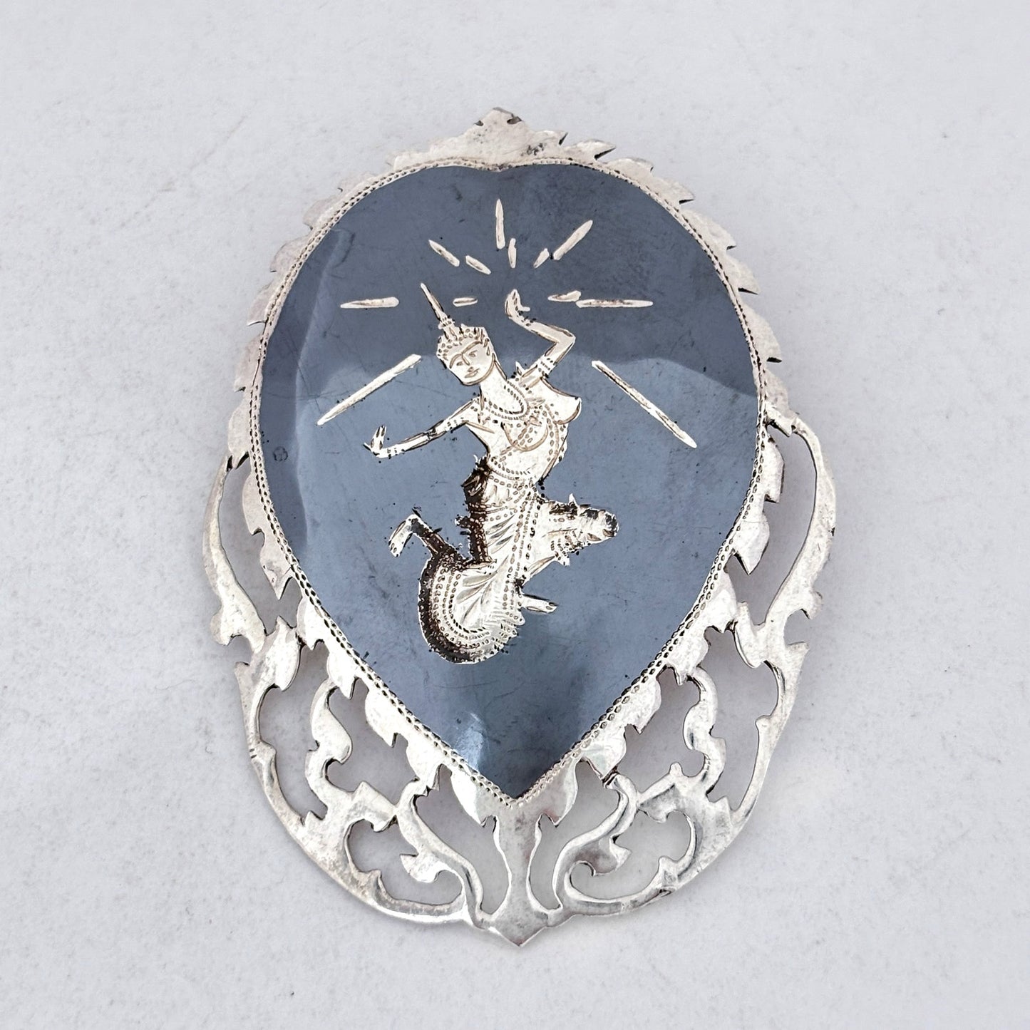 Vintage Sterling Silver 925 Thai Dancer Brooch