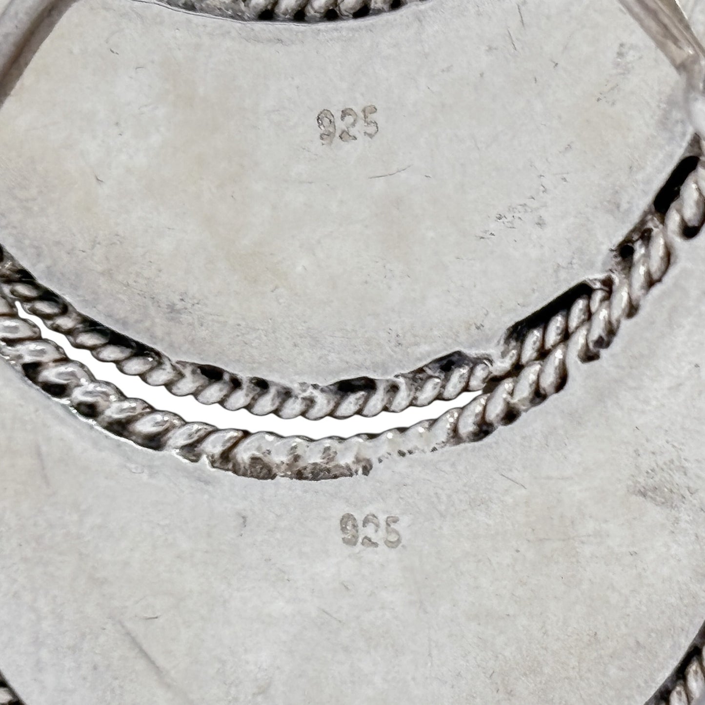 Vintage Sterling Silver 925 Filigree Crescent Hoop Earrings