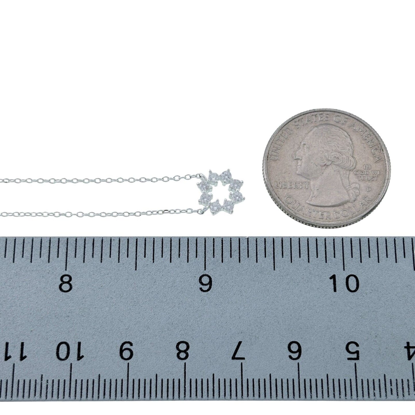 Vintage Sterling Silver Cubic Zirconia Snowflake Pendant Necklace 16"-18"